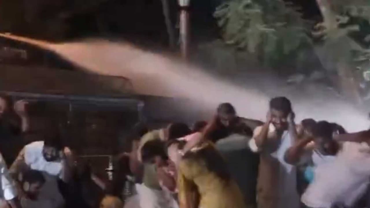 Police use water cannons to disperse KSU students protesting in Keralam (Photo/ANI) Police use water cannons to disperse KSU students protesting in Keralam (Photo/ANI)