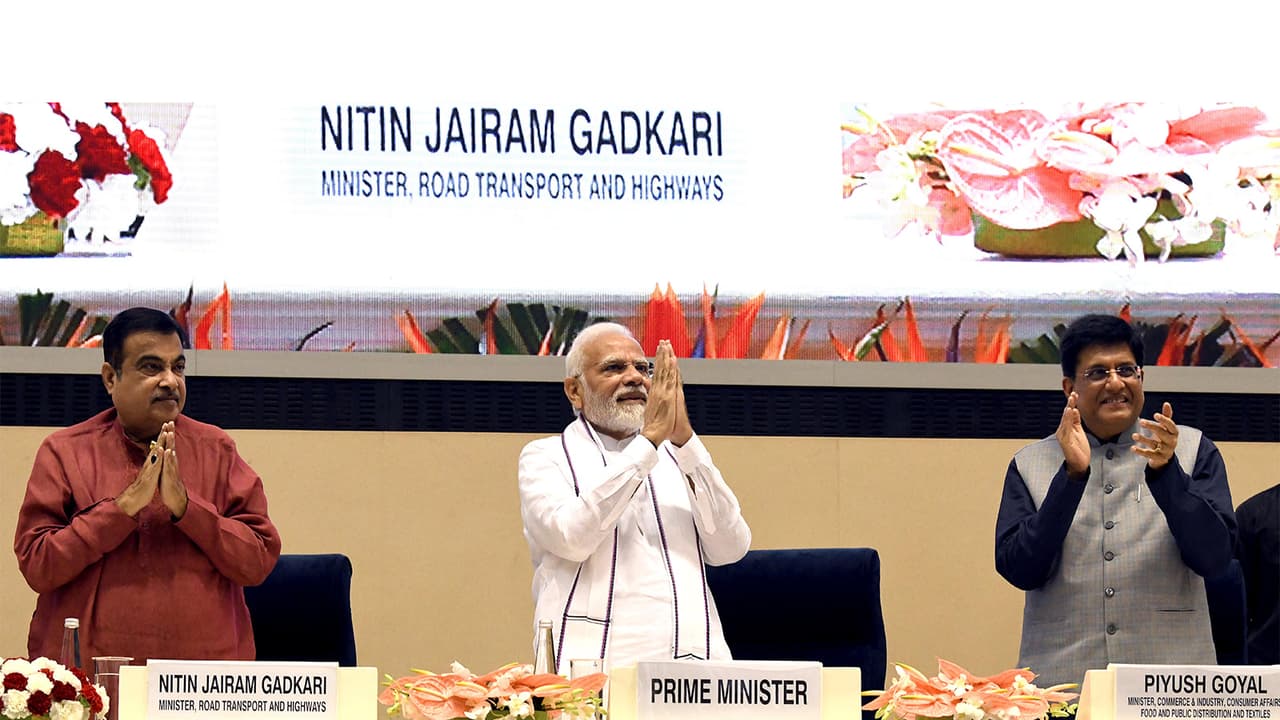 Prime Minister Narendra Modi with Union Ministers Nitin Gadkari and Piyush Goyal (File photo/ANI) Prime Minister Narendra Modi with Union Ministers Nitin Gadkari and Piyush Goyal (File photo/ANI)