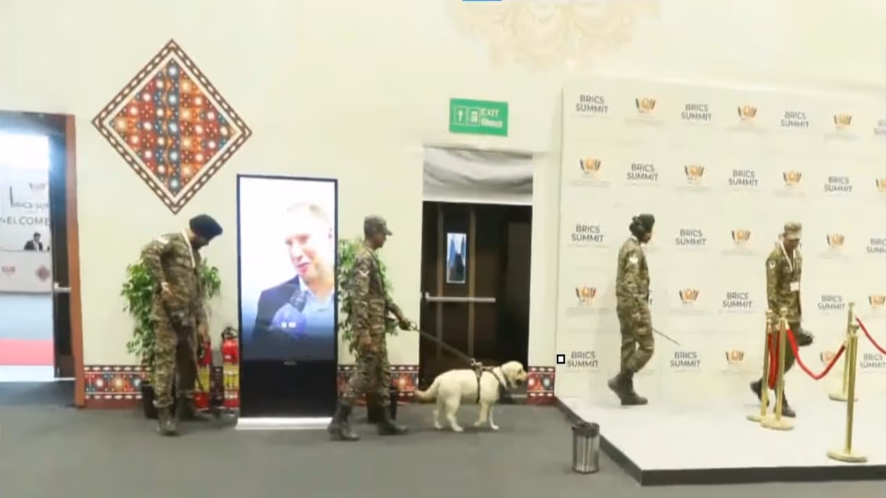 Security tightened at Bharat Mandapam for final day of BRICS Summit (Photo:ANI) Security tightened at Bharat Mandapam for final day of BRICS Summit (Photo:ANI)