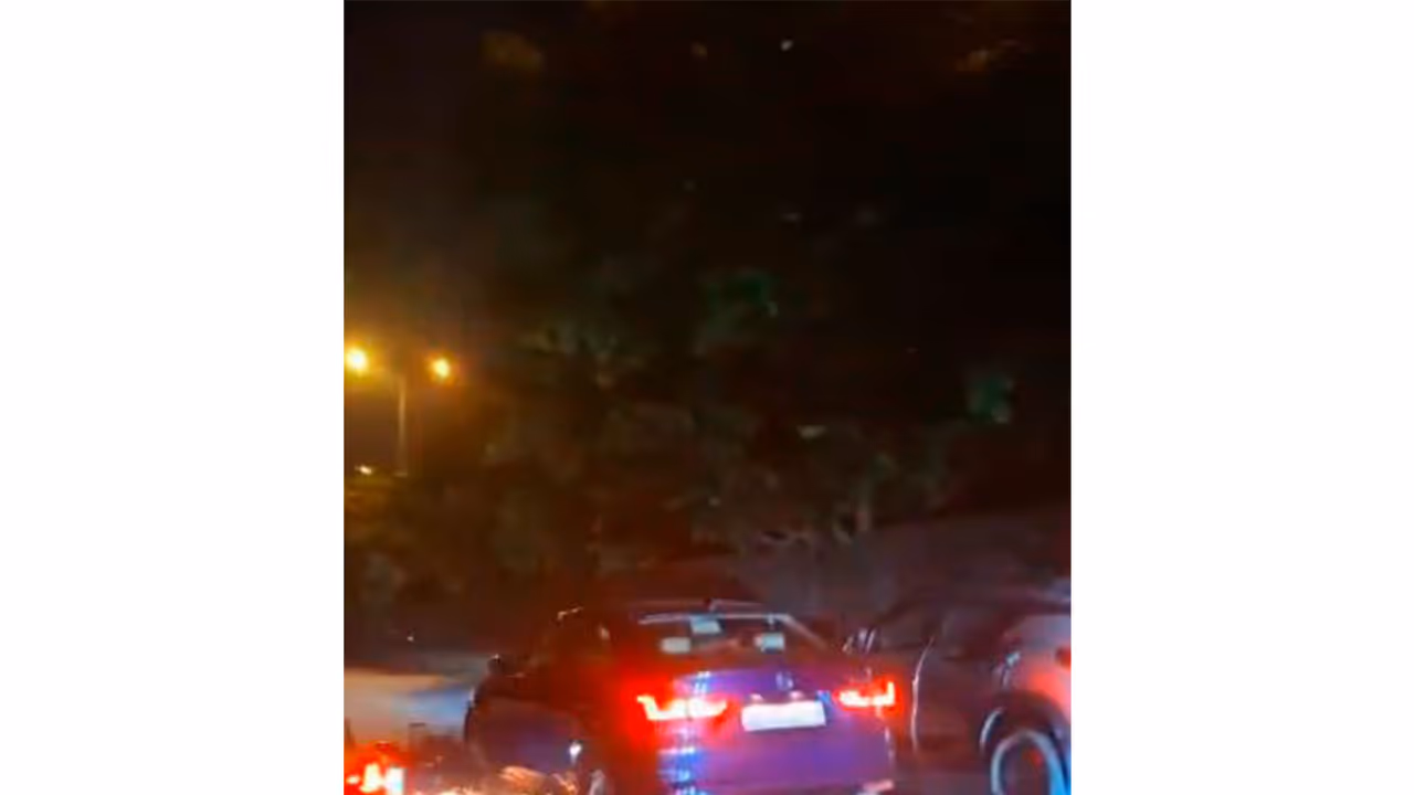 A car allegedly hit the motorcycle in RK Puram (Photo/screengrab of viral video) A car allegedly hit the motorcycle in RK Puram (Photo/screengrab of viral video)