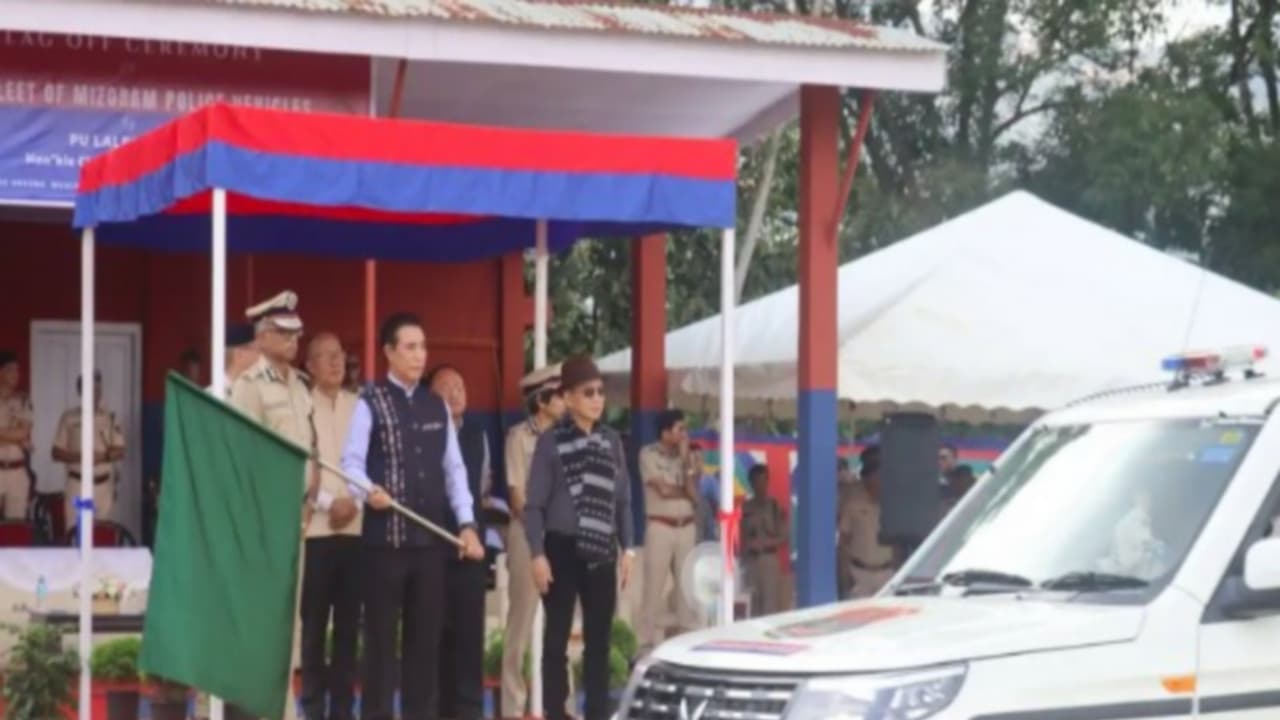 Mizoram CM flags off 219 police vehicles under ASUMP scheme (Photo/MizoramPolice) Mizoram CM flags off 219 police vehicles under ASUMP scheme (Photo/MizoramPolice)