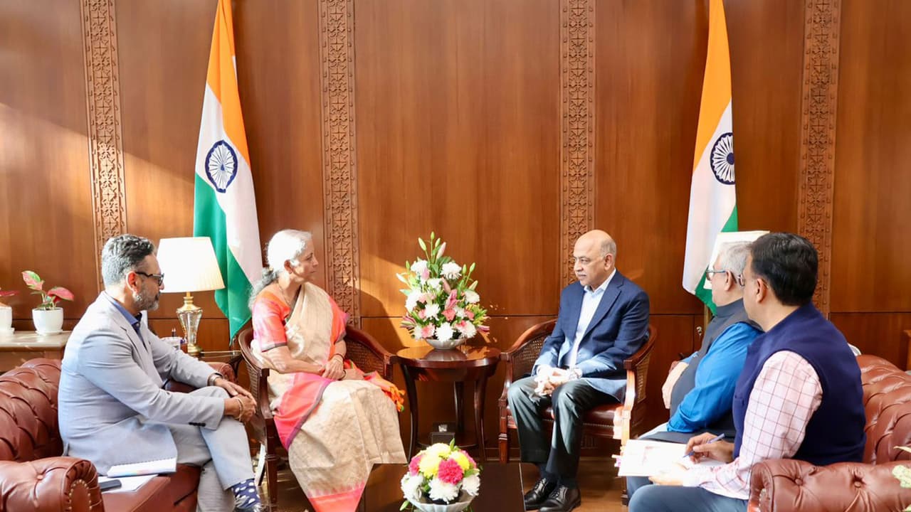 Union Finance Minister Nirmala Sitharaman meets IBM Chairman and CEO Arvind Krishna, along with Sandip Patel, Managing Director of IBM India & South Asia, to discuss IBM’s expanding footprint in India and AI skilling initiatives. (Photo: X/@nsitharamanoffc) Union Finance Minister Nirmala Sitharaman meets IBM Chairman and CEO Arvind Krishna, along with Sandip Patel, Managing Director of IBM India & South Asia, to discuss IBM’s expanding footprint in India and AI skilling initiatives. (Photo: X/@nsitharamanoffc)