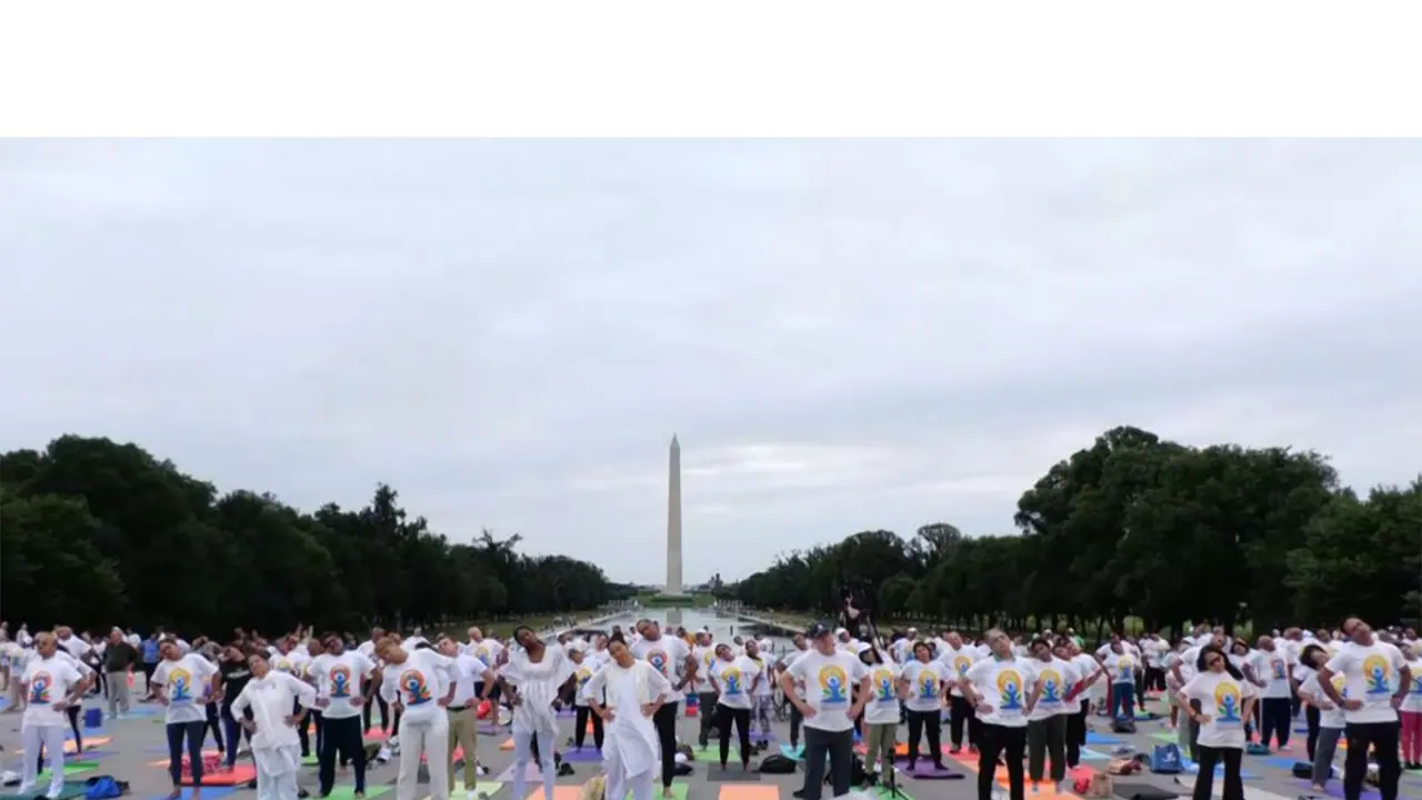 Indian Embassy hosts yoga session at Lincoln Memorial in Washington DC ahead of International Yoga Day (Photo/ANI) Indian Embassy hosts yoga session at Lincoln Memorial in Washington DC ahead of International Yoga Day (Photo/ANI)