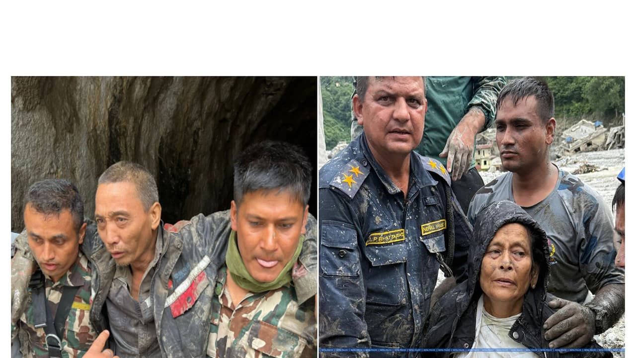 Two people a Chinese national and a 64 year old Nepali woman rescued alive (Photo/(Photos/ X/NepaliArmyHQ, @NepalPoliceHQ) Two people a Chinese national and a 64 year old Nepali woman rescued alive (Photo/(Photos/ X/NepaliArmyHQ, @NepalPoliceHQ)