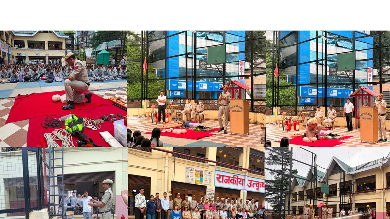 HPSDMA conducts disaster management training at Shimla school (Photo/ANI) HPSDMA conducts disaster management training at Shimla school (Photo/ANI)