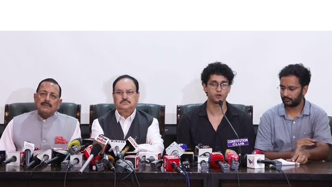 Union Ministers Jitendra Singh and JP Nadda with CJP spokespersons Saurav Das and Ashutosh Ranka (Photo/ANI) Union Ministers Jitendra Singh and JP Nadda with CJP spokespersons Saurav Das and Ashutosh Ranka (Photo/ANI)