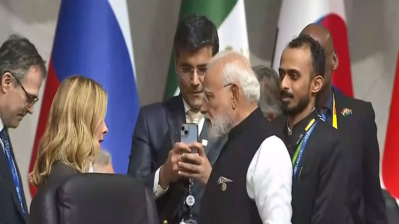 Prime Minister Narendra Modi meets Italian Prime Minister Giorgia Meloni on the sidelines of the G20 Summit in Johannesburg. (Photo/ANI) Prime Minister Narendra Modi meets Italian Prime Minister Giorgia Meloni on the sidelines of the G20 Summit in Johannesburg. (Photo/ANI)