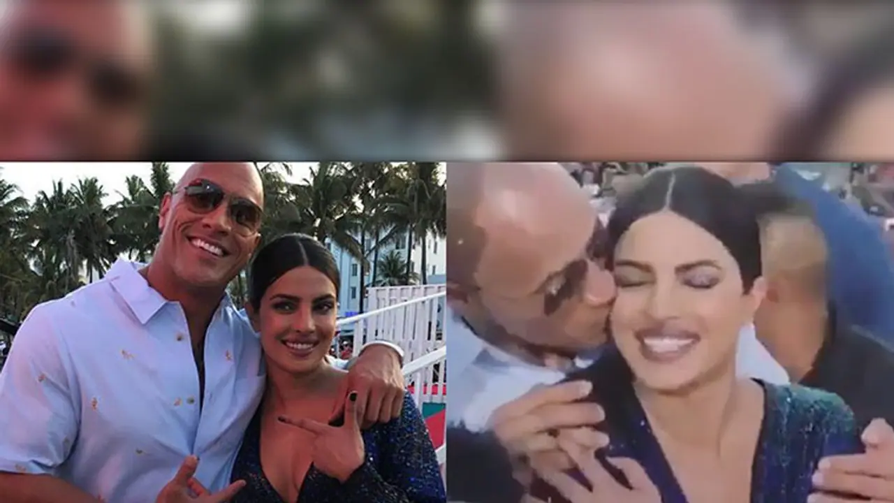 Video: Priyanka Chopra gets a cute kiss from Dwayne Johnson Video: Priyanka Chopra gets a cute kiss from Dwayne Johnson