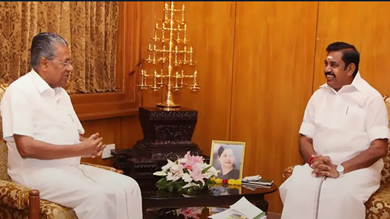 Kerala CM Pinarayi Vijayan visits Tamil Nadu CM Palaniswami over water dispute Kerala CM Pinarayi Vijayan visits Tamil Nadu CM Palaniswami over water dispute