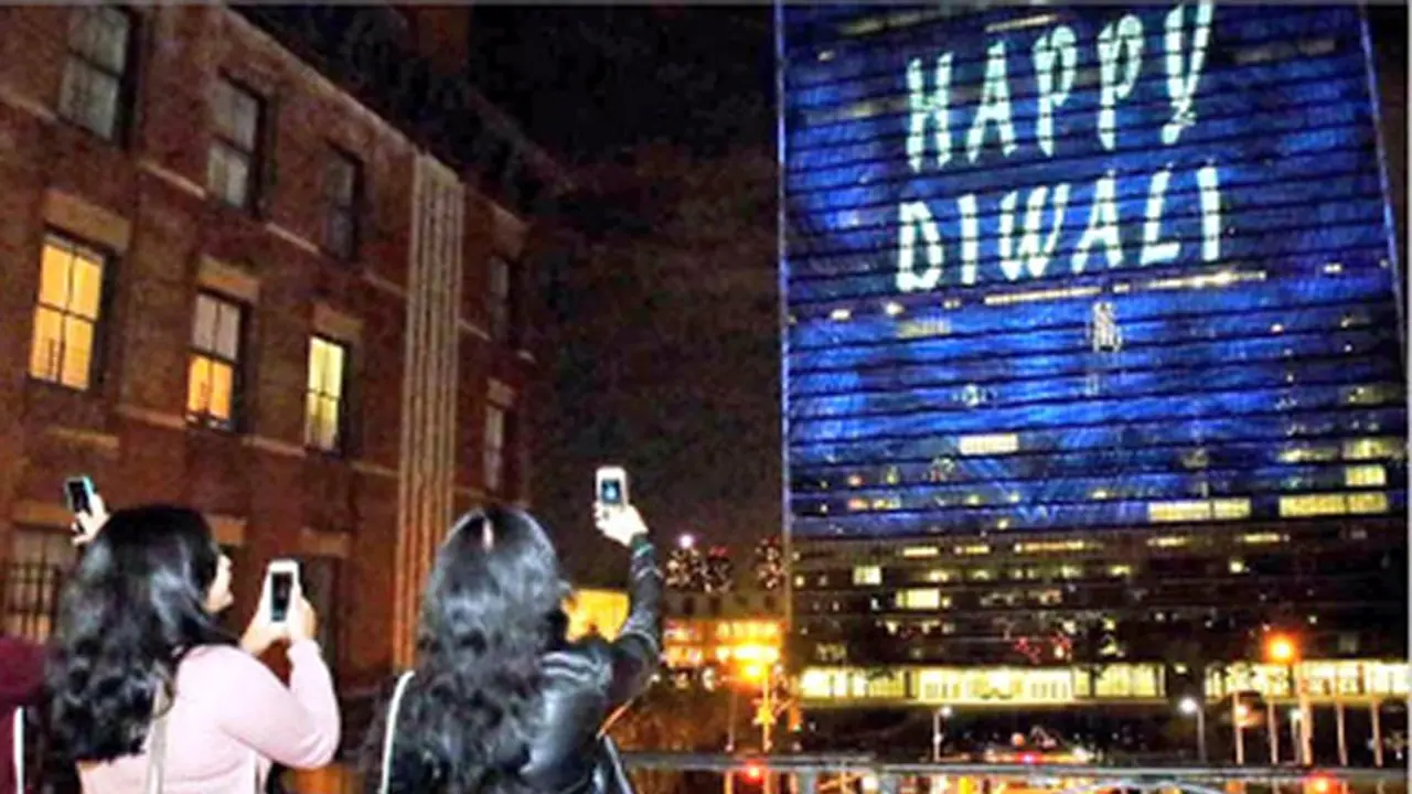UN headquarters lights up for Diwali for the first time UN headquarters lights up for Diwali for the first time