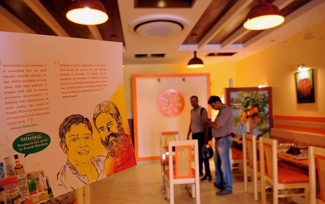 Inside Postik that serves food made from Patanjali products