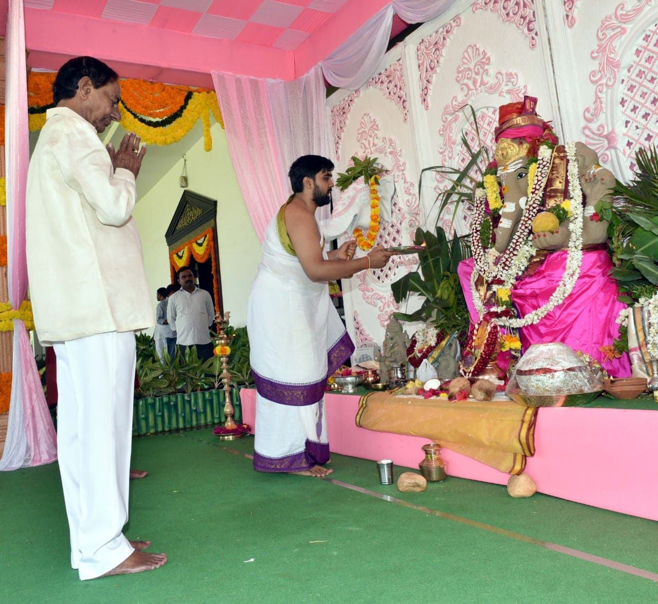 cm kcr family at Vinayaka Chavithi Celebrations cm kcr family at Vinayaka Chavithi Celebrations