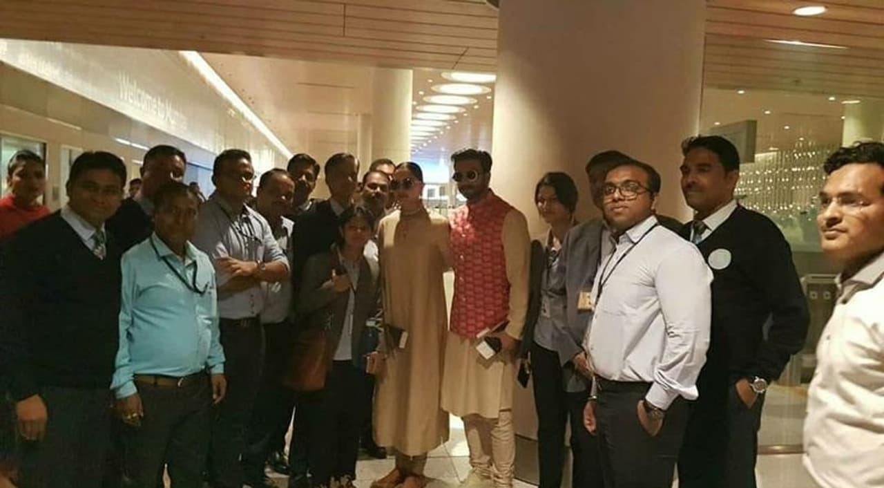 Newlywed couple Deepika Padukone and Ranveer Singh reach Mumbai Airport from Italy Newlywed couple Deepika Padukone and Ranveer Singh reach Mumbai Airport from Italy