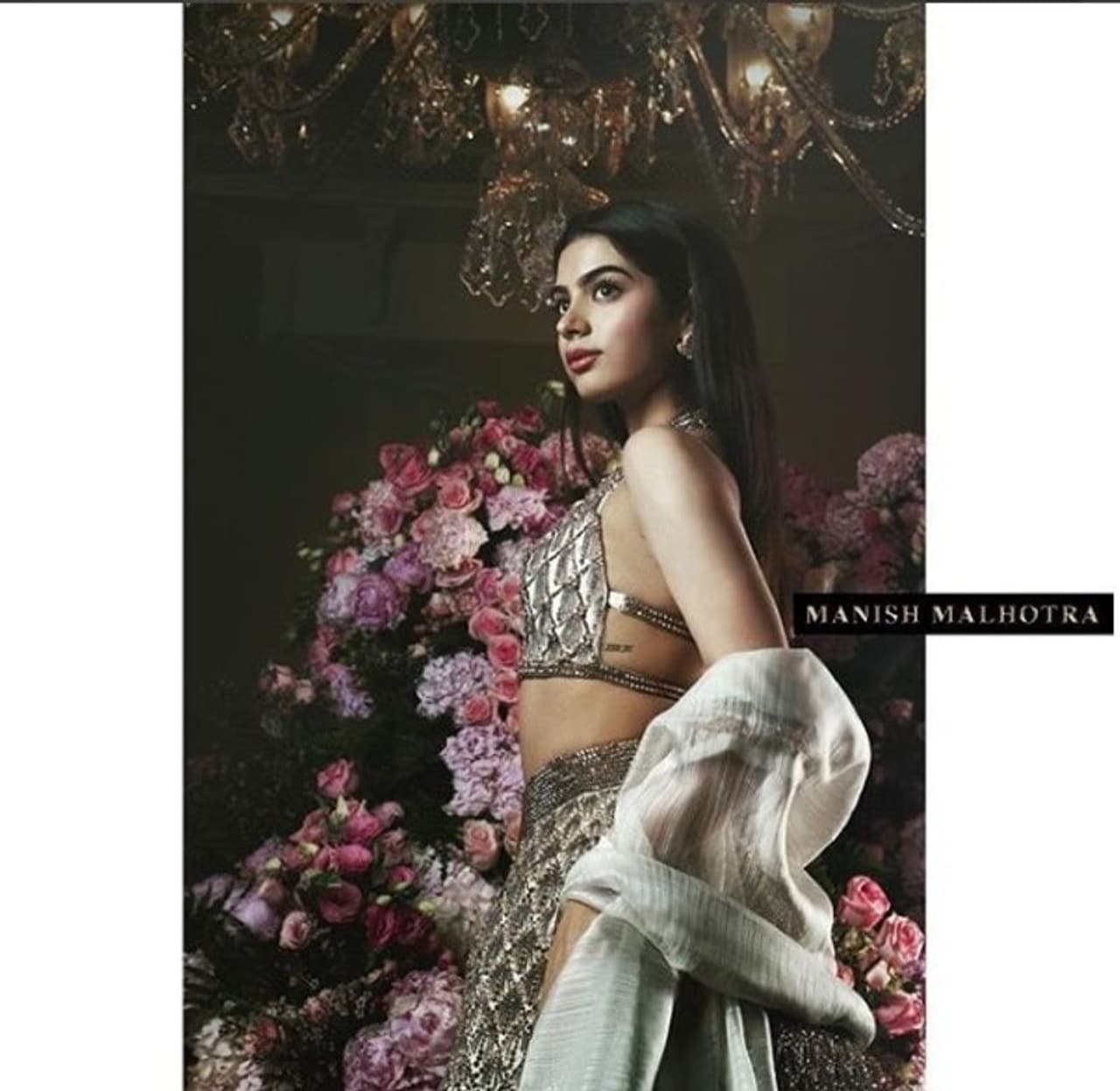 Younger sister Khushi Kapoor got the birth date of her late mother inked that netizens spotted in a shoot for designer Manish Malhotra.