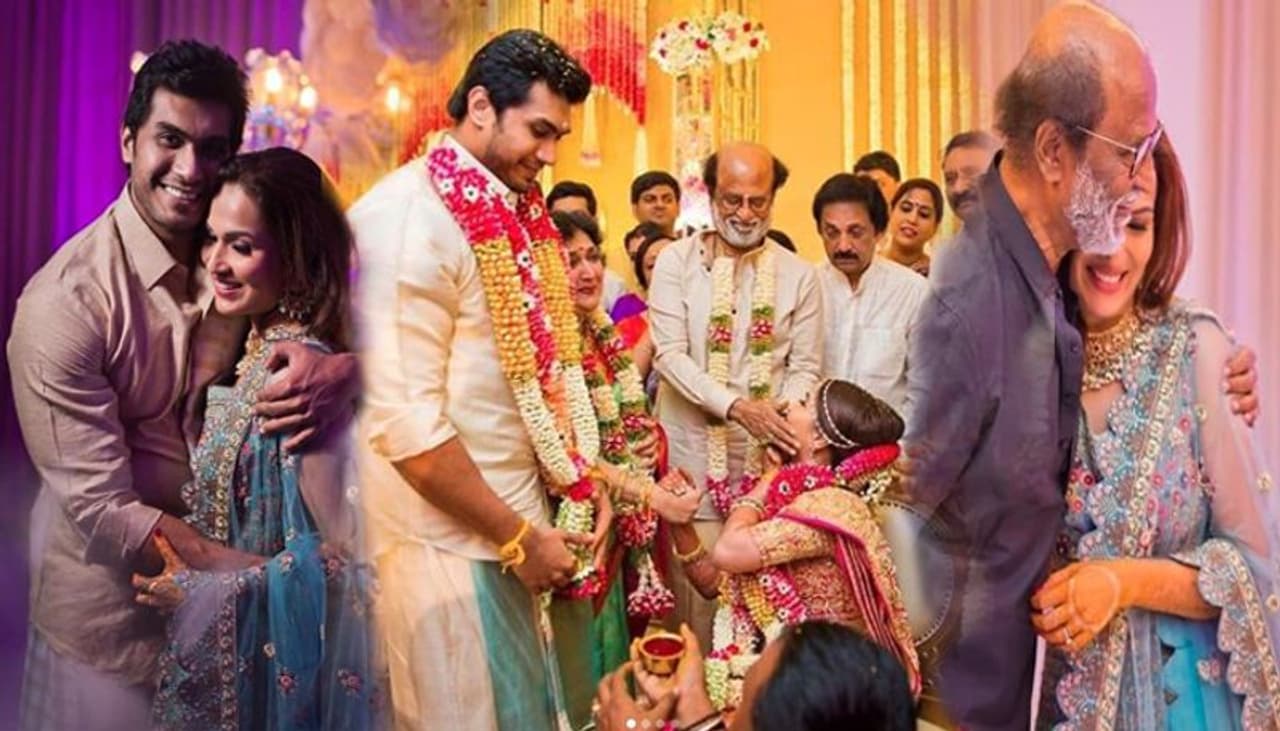 ನಟ ರಜನೀಕಾಂತ್ ಅವರ ಕಿರಿಯ ಪುತ್ರಿ ಸೌಂದರ್ಯಾ, ನಟ ಹಾಗೂ ಉದ್ಯಮಿ ವಿಶಾಖನ್ ವನಗಮುಡಿ ಜೊತೆ 2ನೇ ಮುದುವೆ ಆಗಿದ್ದಾರೆ. ಈ ಅದ್ಭುತ ಕ್ಷಣದ ಚಿತ್ರಗಳಿವು... ನಟ ರಜನೀಕಾಂತ್ ಅವರ ಕಿರಿಯ ಪುತ್ರಿ ಸೌಂದರ್ಯಾ, ನಟ ಹಾಗೂ ಉದ್ಯಮಿ ವಿಶಾಖನ್ ವನಗಮುಡಿ ಜೊತೆ 2ನೇ ಮುದುವೆ ಆಗಿದ್ದಾರೆ. ಈ ಅದ್ಭುತ ಕ್ಷಣದ ಚಿತ್ರಗಳಿವು...