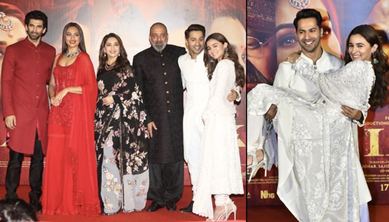 The teaser of Kalank, co starring Alia Bhatt, Varun Dhawan, Aditya Roy Kapur, Sonakshi Sinha, Madhuri Dixit and Sanjay Dutt, is finally out! Here's all that happened at the launch event today. (Photo Courtesy: Yogen Shah)