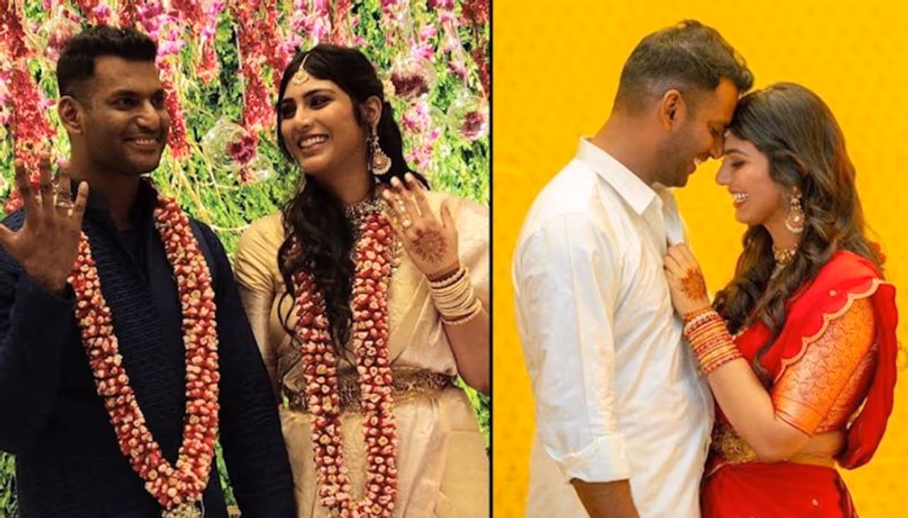 Vishal and Arjun Reddy actress Anisha Alla Reddy made their relationship official early this year. The couple got engaged in a lavish ceremony amid close friends and family at a plush hotel in Hyderabad on March 16. Vishal and Arjun Reddy actress Anisha Alla Reddy made their relationship official early this year. The couple got engaged in a lavish ceremony amid close friends and family at a plush hotel in Hyderabad on March 16.