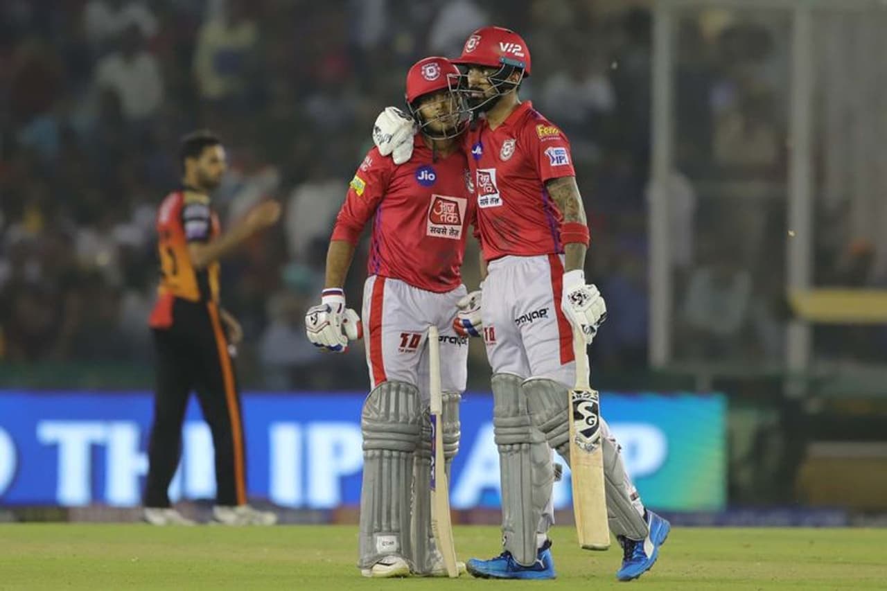Mayank Agarwal and K L Rahul’s half centuries guided Punjab’s win over Sunrisers Hyderabad. Rahul remained not out at 71 and Agarwal scored 55. Mayank Agarwal and K L Rahul’s half centuries guided Punjab’s win over Sunrisers Hyderabad. Rahul remained not out at 71 and Agarwal scored 55.