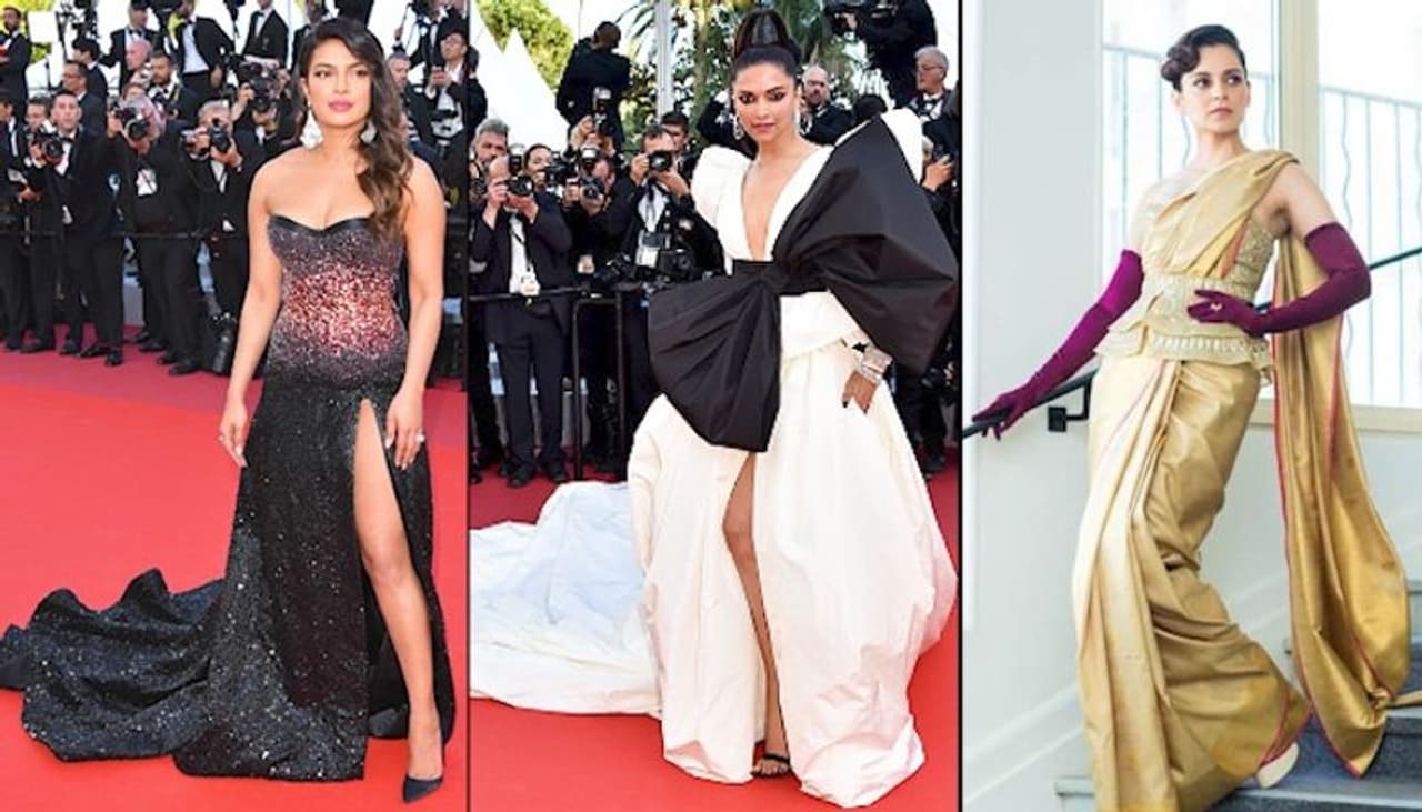 Actresses Deepika Padukone, Priyanka Chopra and Kangana Ranaut took over Cannes with their stunning looks. The Bollywood divas arrived at the sunny French Riviera on Thursday night representing different brands. Check out their looks: Actresses Deepika Padukone, Priyanka Chopra and Kangana Ranaut took over Cannes with their stunning looks. The Bollywood divas arrived at the sunny French Riviera on Thursday night representing different brands. Check out their looks: