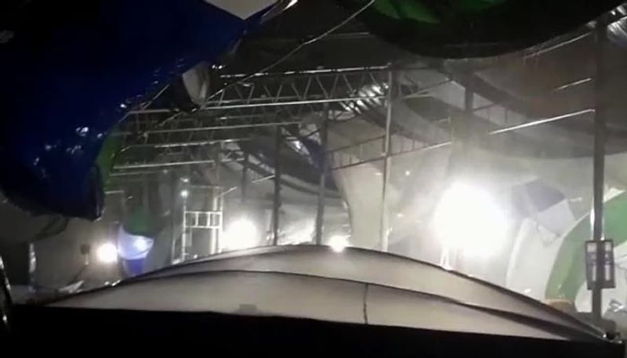 Heavy rains and gusty winds destroyed the stage meant for Jagan's oath taking ceremony