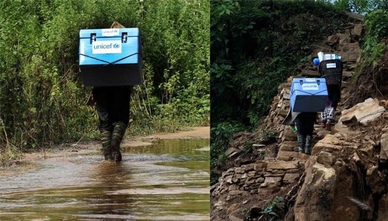 പ്രകൃതിക്ഷോഭങ്ങള്‍ പലപ്പോഴും ഒരു നാടിനെ താറുമാറാക്കും. അവിടെയുള്ള ഗതാഗത സംവിധാനങ്ങളെ ഇല്ലാതാക്കി കളയും. 2015 ല്‍ നേപ്പാളിലെ ഗോര്‍ഖ ജില്ലയിലെ ഗതാഗതവും ഇതുപോലെ ദുഷ്കരമായിരുന്നു. ഇങ്ങനെയൊക്കെയാണ് അന്ന് അവിടെ വാക്സിന്‍ എത്തിച്ചിരുന്നത്.