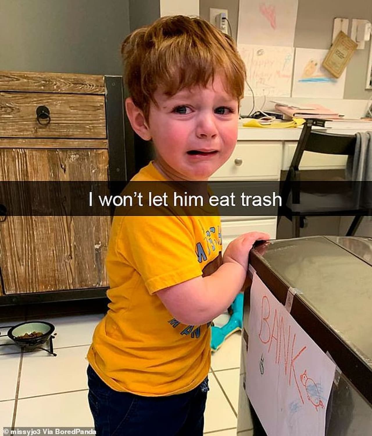 ഇവന്‍ കരയുന്നത് അമ്മ ഇവനെ അടുക്കളയിലെ മാലിന്യം തിന്നാന്‍ വിടാത്തതിനാണ്...