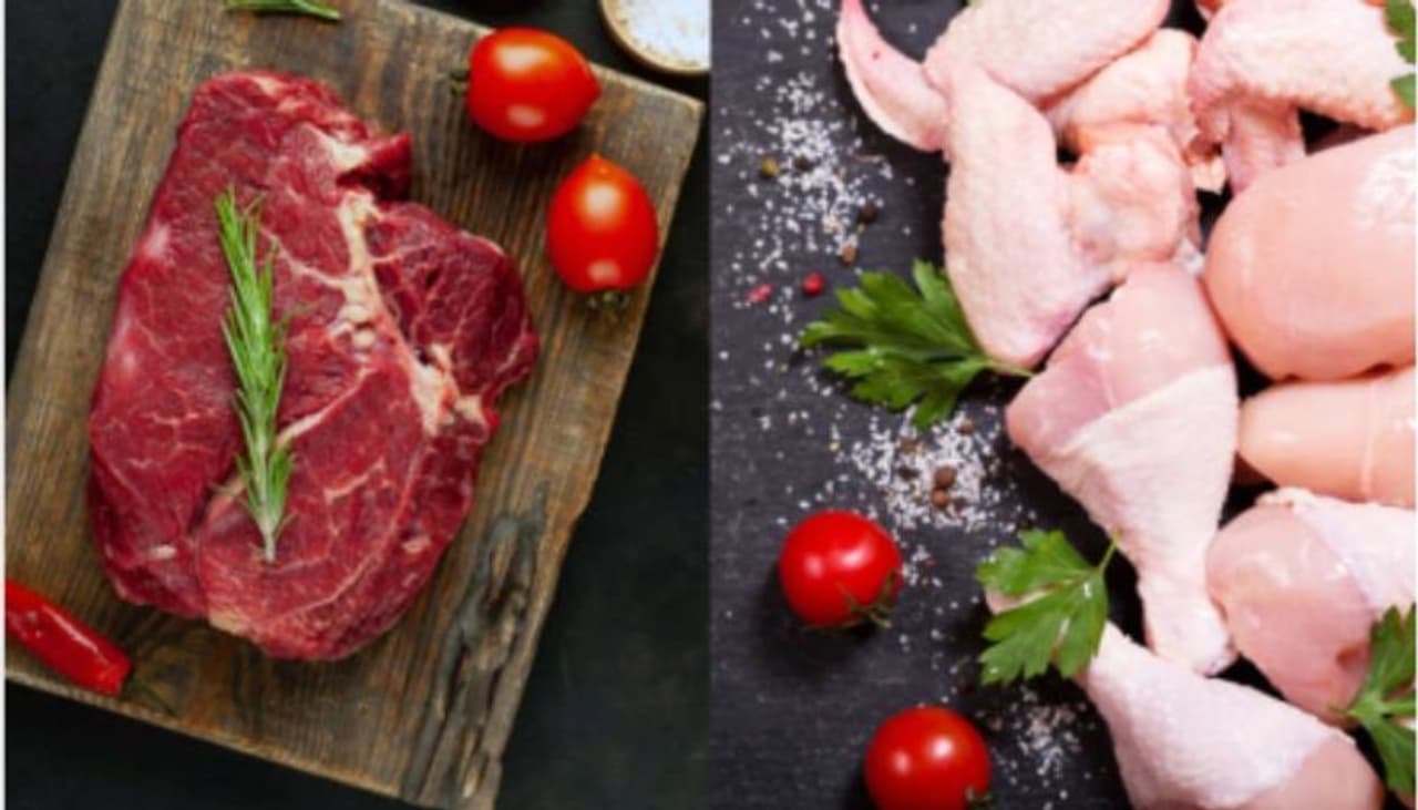 <p>ನೀವು ತಿನ್ನುವ ವಿವಿಧ ರೀತಿಯ ಮಾಂಸಗಳ ಬಗ್ಗೆ ನಿಮಗೇಷ್ಟು ಗೊತ್ತು? ಚಿಕನ್, ಮಟನ್, ಪೋರ್ಕ್ ಹಾಗೂ ಬೀಫ್ ಬಗ್ಗೆ ಇಲ್ಲಿದೆ ಮಾಹಿತಿ.</p> <p>ನೀವು ತಿನ್ನುವ ವಿವಿಧ ರೀತಿಯ ಮಾಂಸಗಳ ಬಗ್ಗೆ ನಿಮಗೇಷ್ಟು ಗೊತ್ತು? ಚಿಕನ್, ಮಟನ್, ಪೋರ್ಕ್ ಹಾಗೂ ಬೀಫ್ ಬಗ್ಗೆ ಇಲ್ಲಿದೆ ಮಾಹಿತಿ.</p>