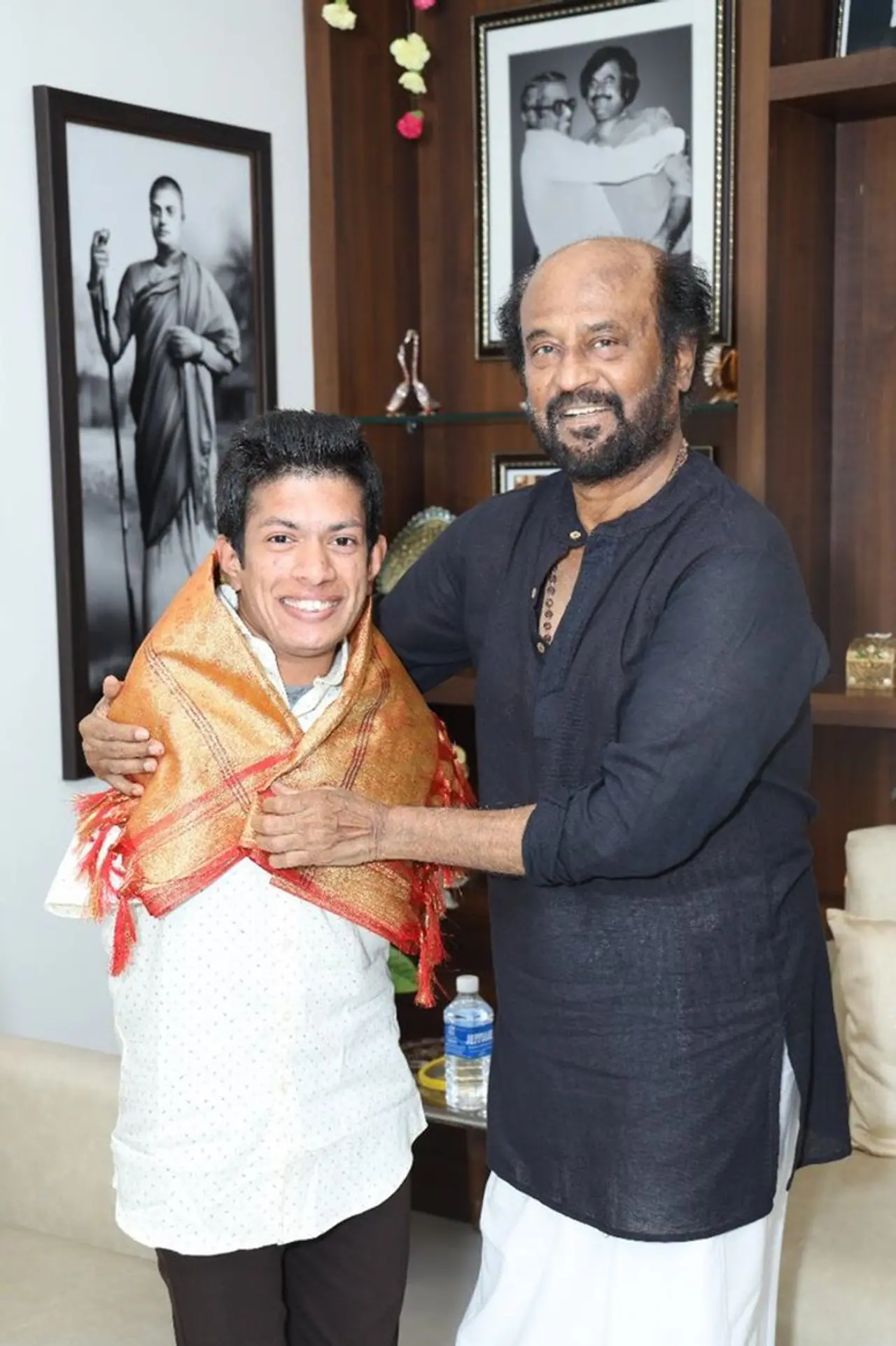 Pranav Balasubrahmanyan, a differently abled artist from Alathur, Palakkad, met Kollywood superstar Rajinikanth