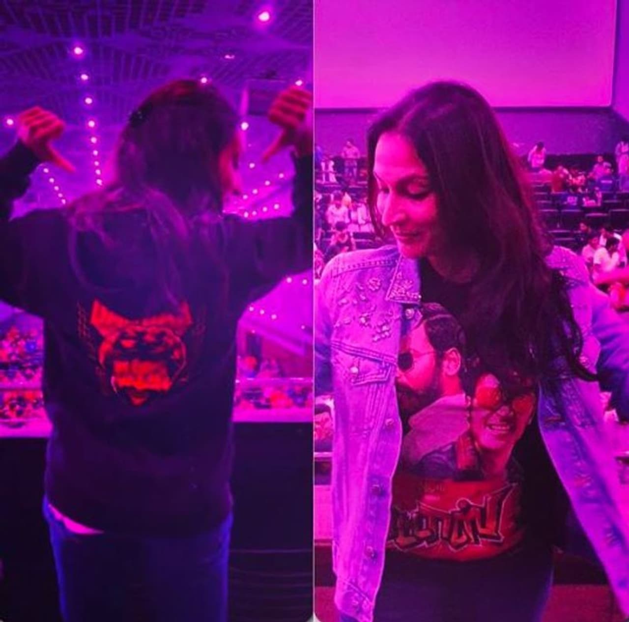 கணவரின் 'பட்டாஸ்' பட டி ஷர்ட்டில் ஐஸ்வர்யா கணவரின் 'பட்டாஸ்' பட டி ஷர்ட்டில் ஐஸ்வர்யா