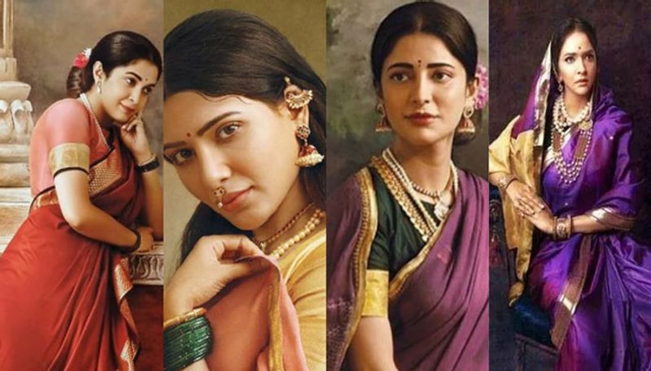 ప్రఖ్యాత పెయింటర్ రాజా రవి వర్మ గీసిన పెయింటింగ్స్ ఎంత పాపులరరో తెలిసిందే. ఆ ఫొటోల్లోని భామ్మల్లా తయారైయారు మన స్టార్స్.. ప్రముఖ నటి సుహాసిని అద్వర్యంలో సమంత, శృతి హాసన్, ఐశ్వర్య రాజేష్, రమ్యకృష్ణ, మంచు లక్ష్మి, ఖష్భూ సుందర్లు ఈ ఫొటో ప్రయోగంలో పాల్గొన్నారు. ఈ ఫొటోలు చూసిన వారు..అచ్చం రవి వర్మ కుంచే నుండి జాలువారిన అందాల పెయింటిగ్లా భలే మారారే అని మెచ్చుకుంటున్నారు. ఓ కేలండర్ కోసం వీరంతా రవివర్మ గీసిన బొమ్మాల్లా మారి ఫోటోలకు ఫోజులివ్వటం విశేషం. ఈ ఫొటోలని సోషల్ మీడియాలో షేర్ చేశారు. వైరల్గా మారుతున్న ఈ ఫొటోలు మీ కోసం.... ప్రఖ్యాత పెయింటర్ రాజా రవి వర్మ గీసిన పెయింటింగ్స్ ఎంత పాపులరరో తెలిసిందే. ఆ ఫొటోల్లోని భామ్మల్లా తయారైయారు మన స్టార్స్.. ప్రముఖ నటి సుహాసిని అద్వర్యంలో సమంత, శృతి హాసన్, ఐశ్వర్య రాజేష్, రమ్యకృష్ణ, మంచు లక్ష్మి, ఖష్భూ సుందర్లు ఈ ఫొటో ప్రయోగంలో పాల్గొన్నారు. ఈ ఫొటోలు చూసిన వారు..అచ్చం రవి వర్మ కుంచే నుండి జాలువారిన అందాల పెయింటిగ్లా భలే మారారే అని మెచ్చుకుంటున్నారు. ఓ కేలండర్ కోసం వీరంతా రవివర్మ గీసిన బొమ్మాల్లా మారి ఫోటోలకు ఫోజులివ్వటం విశేషం. ఈ ఫొటోలని సోషల్ మీడియాలో షేర్ చేశారు. వైరల్గా మారుతున్న ఈ ఫొటోలు మీ కోసం....