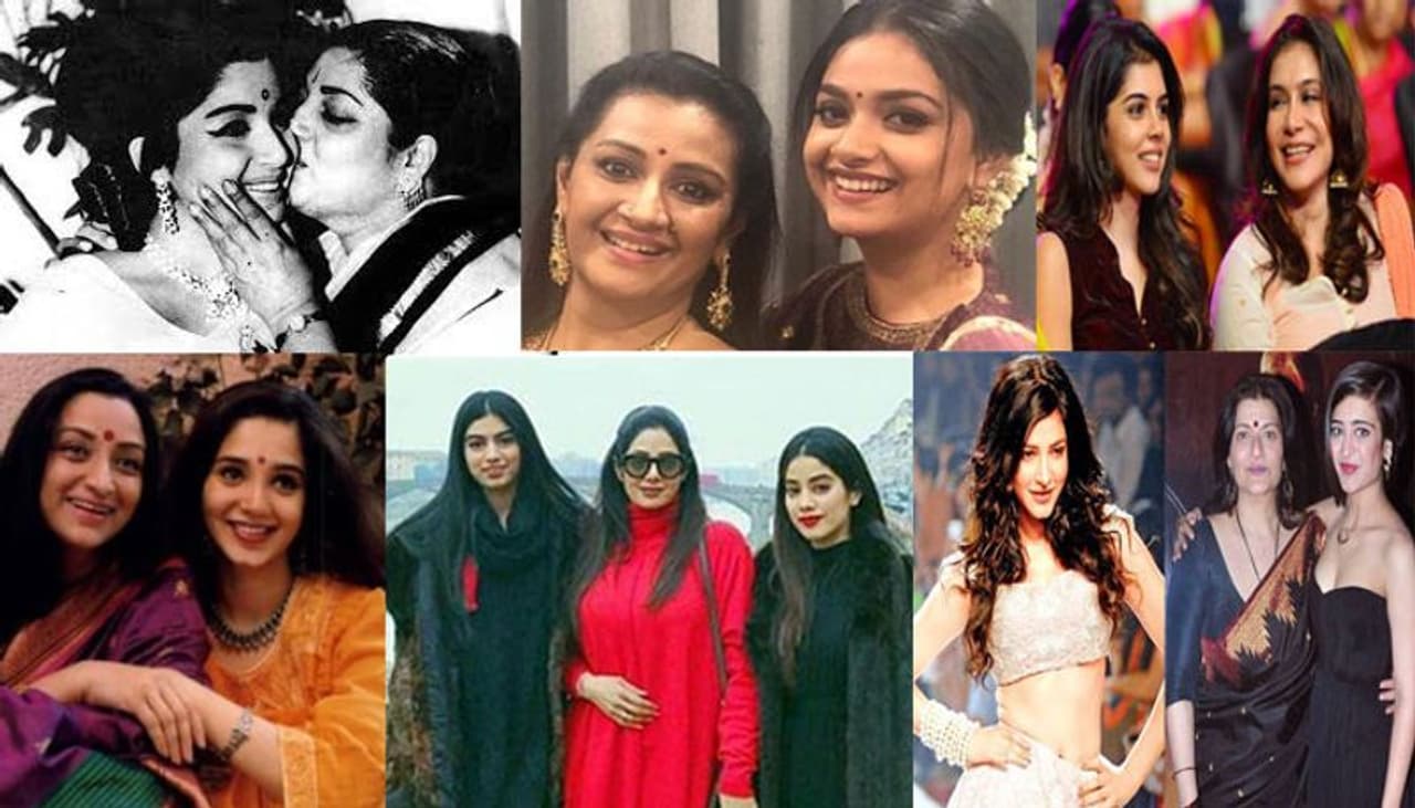 సినిమాలో ఇండస్ట్రీలో వారసత్వంతో వచ్చిన నటులు చాలా మంది ఉన్నారు. వారి గురించి ప్రత్యేకంగా చెప్పనక్కర్లేదు. అయితే ఒకప్పటి హీరోయిన్ల కూతుర్లు కూడా ఇప్పుడు హీరోయిన్లుగా మారుతున్నారు. అబ్బాయిలను ఇండస్ట్రీకి పంపడానికి పెద్దగా ఆలోచించరు కానీ అమ్మాయి విషయంలో చాలా కాలిక్యులేషన్స్ చేసుకుంటారు. అయితే సినిమా మీద ఇష్టంతో కొందరు హీరోయిన్లు తమ కూతుర్లను ఇండస్ట్రీకి పరిచయం చేశారు. అలాంటి తల్లీకూతుళ్లు ఎవరో ఇప్పుడు చూద్దాం! సినిమాలో ఇండస్ట్రీలో వారసత్వంతో వచ్చిన నటులు చాలా మంది ఉన్నారు. వారి గురించి ప్రత్యేకంగా చెప్పనక్కర్లేదు. అయితే ఒకప్పటి హీరోయిన్ల కూతుర్లు కూడా ఇప్పుడు హీరోయిన్లుగా మారుతున్నారు. అబ్బాయిలను ఇండస్ట్రీకి పంపడానికి పెద్దగా ఆలోచించరు కానీ అమ్మాయి విషయంలో చాలా కాలిక్యులేషన్స్ చేసుకుంటారు. అయితే సినిమా మీద ఇష్టంతో కొందరు హీరోయిన్లు తమ కూతుర్లను ఇండస్ట్రీకి పరిచయం చేశారు. అలాంటి తల్లీకూతుళ్లు ఎవరో ఇప్పుడు చూద్దాం!