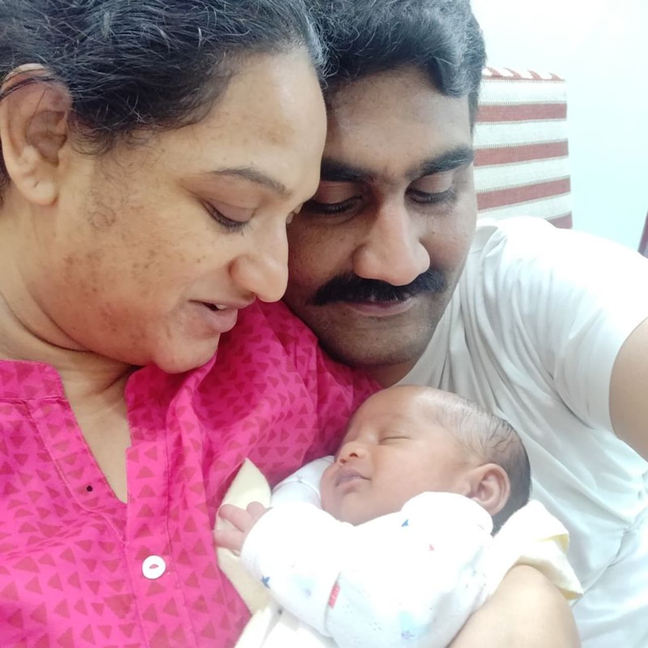 <p>Srijana is seen with her husband Raviteja and her baby boy. This picture was tweeted by Raviteja on March 25.</p> <p>Srijana is seen with her husband Raviteja and her baby boy. This picture was tweeted by Raviteja on March 25.</p>