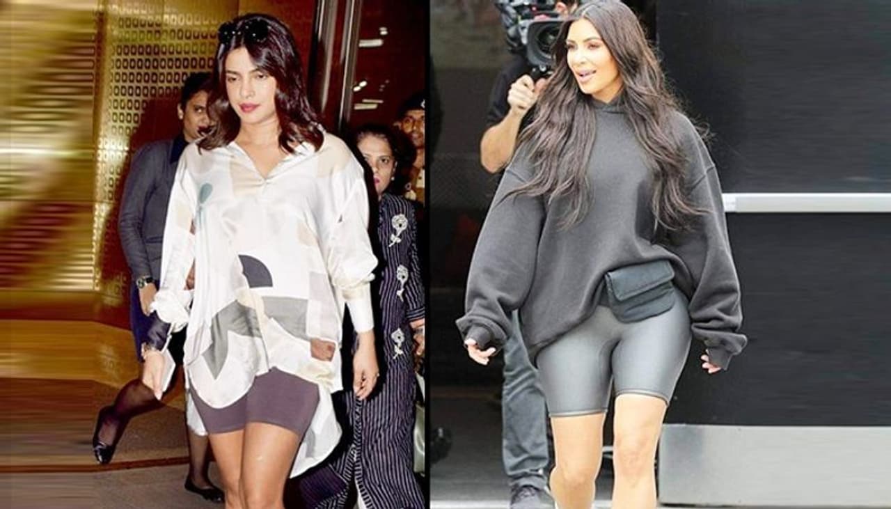 Priyanka Chopra was once seen wearing a beautiful satin short kurti which she had teamed up with grey biking shorts. <br /> Priyanka Chopra was once seen wearing a beautiful satin short kurti which she had teamed up with grey biking shorts. <br /> 