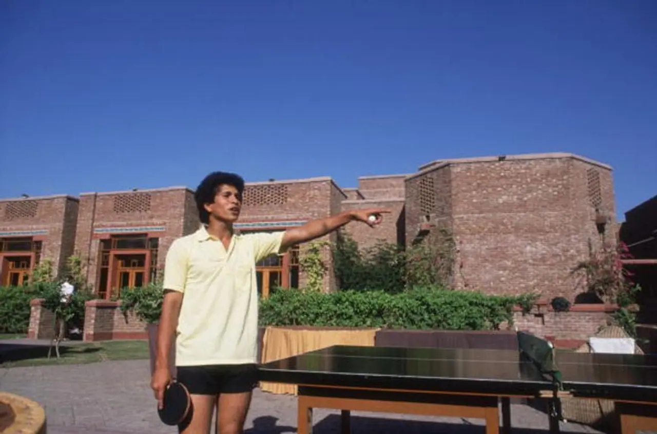 <p>1989: Sachin Tendulkar playing table tennis.</p>