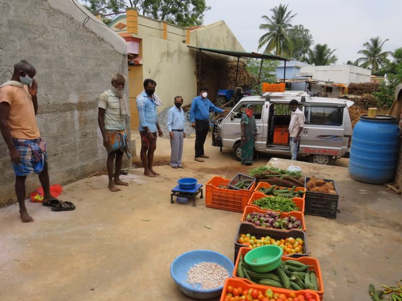 <p>ಕೃಷಿ ವಿಜ್ಞಾನ ಕೇಂದ್ರ ಮಾರ್ಗದರ್ಶನದಿಂದ ಸುರಕ್ಷಿತ ಕ್ರಮ ಅನುಸರಿಸಿ ತರಕಾರಿ ಮಾರಾಟಕ್ಕೆ ಮಾರುಕಟ್ಟೆ ಕಂಡುಕೊಂಡ ರೈತ&nbsp;</p>
