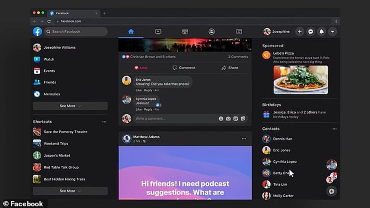 <p>'ഫേസ്ബുക്ക് ഇപ്പോള് എല്ലാ ഉപയോക്താക്കള്ക്കുമായി അതിന്റെ പുതിയ പുനര്രൂപകല്പ്പന ചെയത് വെബ്സൈറ്റ് അവതരിപ്പിച്ചു. ഇത് വേഗതയുള്ളതും ഉപയോഗിക്കാന് എളുപ്പമുള്ളതും ഡാര്ക്ക് മോഡ് ഉപയോഗിച്ച് നിങ്ങളുടെ കണ്ണുകള്ക്ക് ഇടവേള നല്കുകയും ചെയ്യുന്നു,' ഫേസ്ബുക്കിന്റെ ബ്ലോഗ്പോസ്റ്റ് ഇങ്ങനെ കുറിച്ചു. ഉപയോക്താക്കള്ക്ക് ഇതു ലഭ്യമായി തുടങ്ങുമ്പോള് അതിന്റെ പുനര്രൂപകല്പ്പന ഡാര്ക്ക് മോഡ്, ടാബ് ചെയ്ത ഹോം സ്ക്രീന്, ക്ലീനര് പ്രൊഫൈല് എന്നിവ വാഗ്ദാനം ചെയ്യുമെന്ന് ഫേസ്ബുക്ക് വ്യക്തമാക്കിയിരുന്നു.</p> <p>'ഫേസ്ബുക്ക് ഇപ്പോള് എല്ലാ ഉപയോക്താക്കള്ക്കുമായി അതിന്റെ പുതിയ പുനര്രൂപകല്പ്പന ചെയത് വെബ്സൈറ്റ് അവതരിപ്പിച്ചു. ഇത് വേഗതയുള്ളതും ഉപയോഗിക്കാന് എളുപ്പമുള്ളതും ഡാര്ക്ക് മോഡ് ഉപയോഗിച്ച് നിങ്ങളുടെ കണ്ണുകള്ക്ക് ഇടവേള നല്കുകയും ചെയ്യുന്നു,' ഫേസ്ബുക്കിന്റെ ബ്ലോഗ്പോസ്റ്റ് ഇങ്ങനെ കുറിച്ചു. ഉപയോക്താക്കള്ക്ക് ഇതു ലഭ്യമായി തുടങ്ങുമ്പോള് അതിന്റെ പുനര്രൂപകല്പ്പന ഡാര്ക്ക് മോഡ്, ടാബ് ചെയ്ത ഹോം സ്ക്രീന്, ക്ലീനര് പ്രൊഫൈല് എന്നിവ വാഗ്ദാനം ചെയ്യുമെന്ന് ഫേസ്ബുക്ക് വ്യക്തമാക്കിയിരുന്നു.</p>