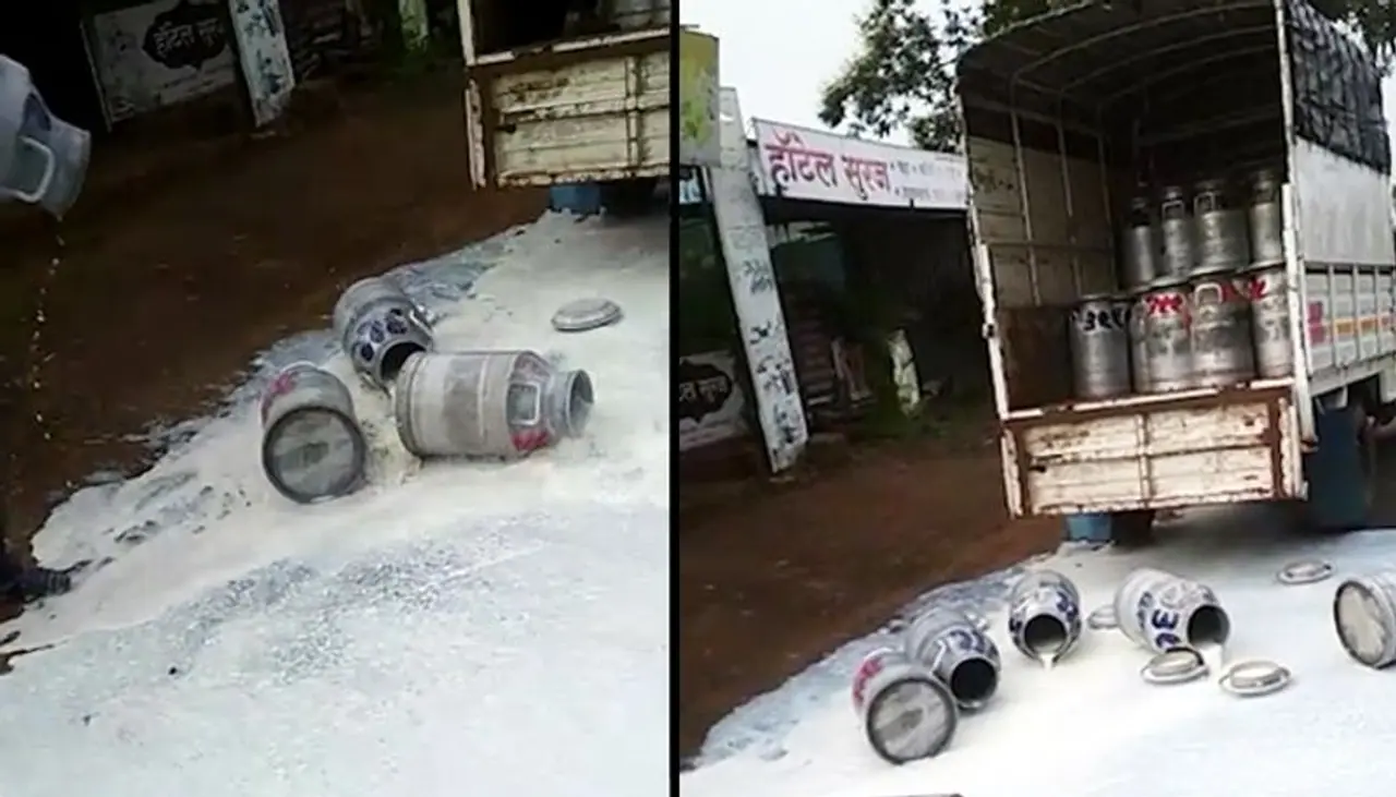 <p>Maharashtra farmers protested by dumping thousands of litres of milk on road<br /> </p> <p>Maharashtra farmers protested by dumping thousands of litres of milk on road<br /> </p>