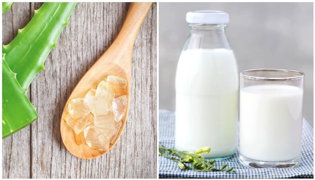 <p><strong>പാലും കറ്റാർവാഴ ജെല്ലും: </strong>മുഖത്തെ ചുളിവുകള്‍ എളുപ്പം നീക്കാനുള്ള വഴിയാണ് കറ്റാര്‍ വാഴ ജെല്ലും, പാല്‍ മിശ്രിതവും. തിളപ്പിയ്ക്കാത്ത രണ്ട് ടീസ്പൂൺ പാലും രണ്ട് ടീസ്പൂൺ കറ്റാർവാഴ ജെല്ലും ചേർത്ത് മിശ്രിതമാക്കുക. ശേഷം ഈ മിശ്രിതം 15 മിനിറ്റ് മുഖത്തിടുക. ഉണങ്ങിയ ശേഷം തണുത്ത വെള്ളത്തിൽ കഴുകുക. പാല്‍ നല്ലൊരു മോയ്സ്ചറൈസറാണ്. ഇത് ചര്‍മ കോശങ്ങള്‍ക്കടിയിലേയ്ക്ക് ആഴ്ന്നിറങ്ങി ചര്‍മത്തിന് തിളക്കവും മൃദുത്വവും നല്‍കുന്നു.&nbsp;</p>