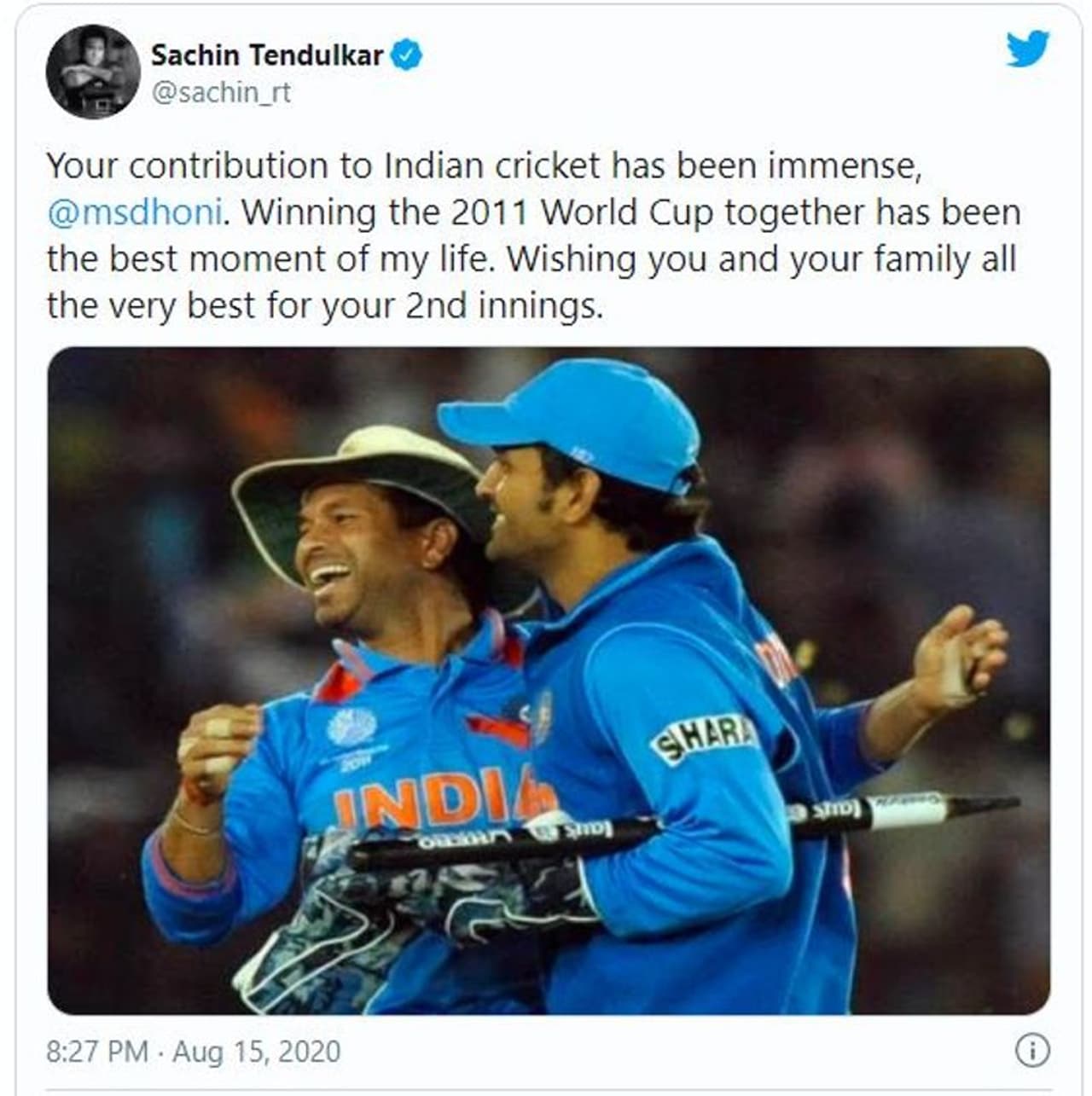 <p>Batting legend and former India skipper Sachin Tendulkar on MS Dhoni</p> <p>Batting legend and former India skipper Sachin Tendulkar on MS Dhoni</p>
