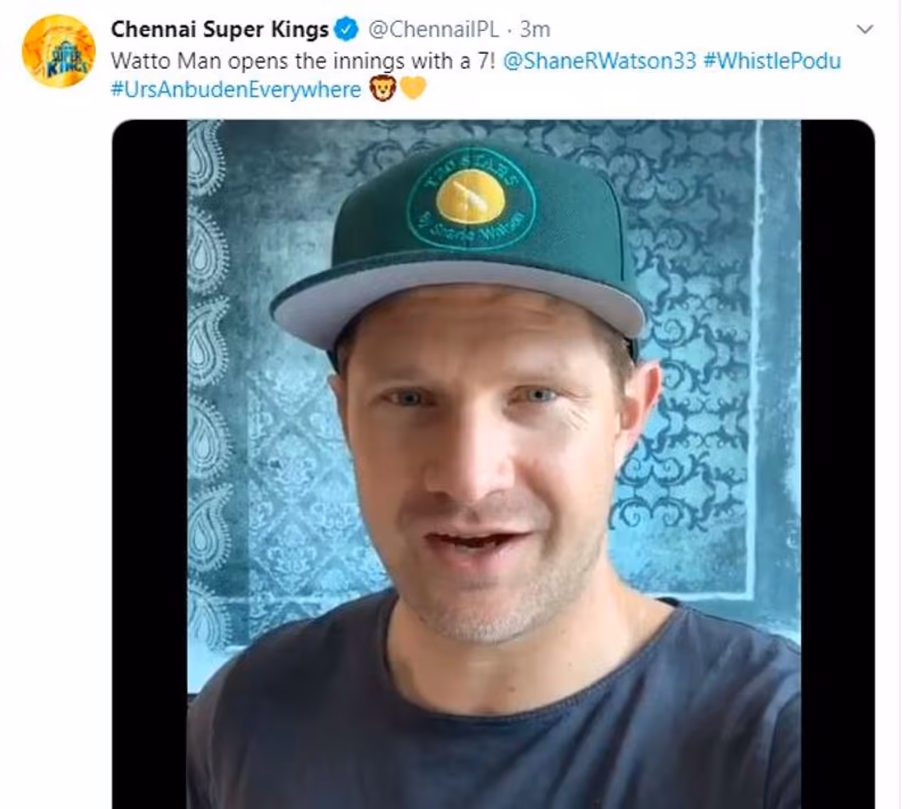 <p>Watson said he will be quarantined for seven days with a few tests before starting training. His video was posted on the official Twitter handle of CSK.</p> <p>Watson said he will be quarantined for seven days with a few tests before starting training. His video was posted on the official Twitter handle of CSK.</p>