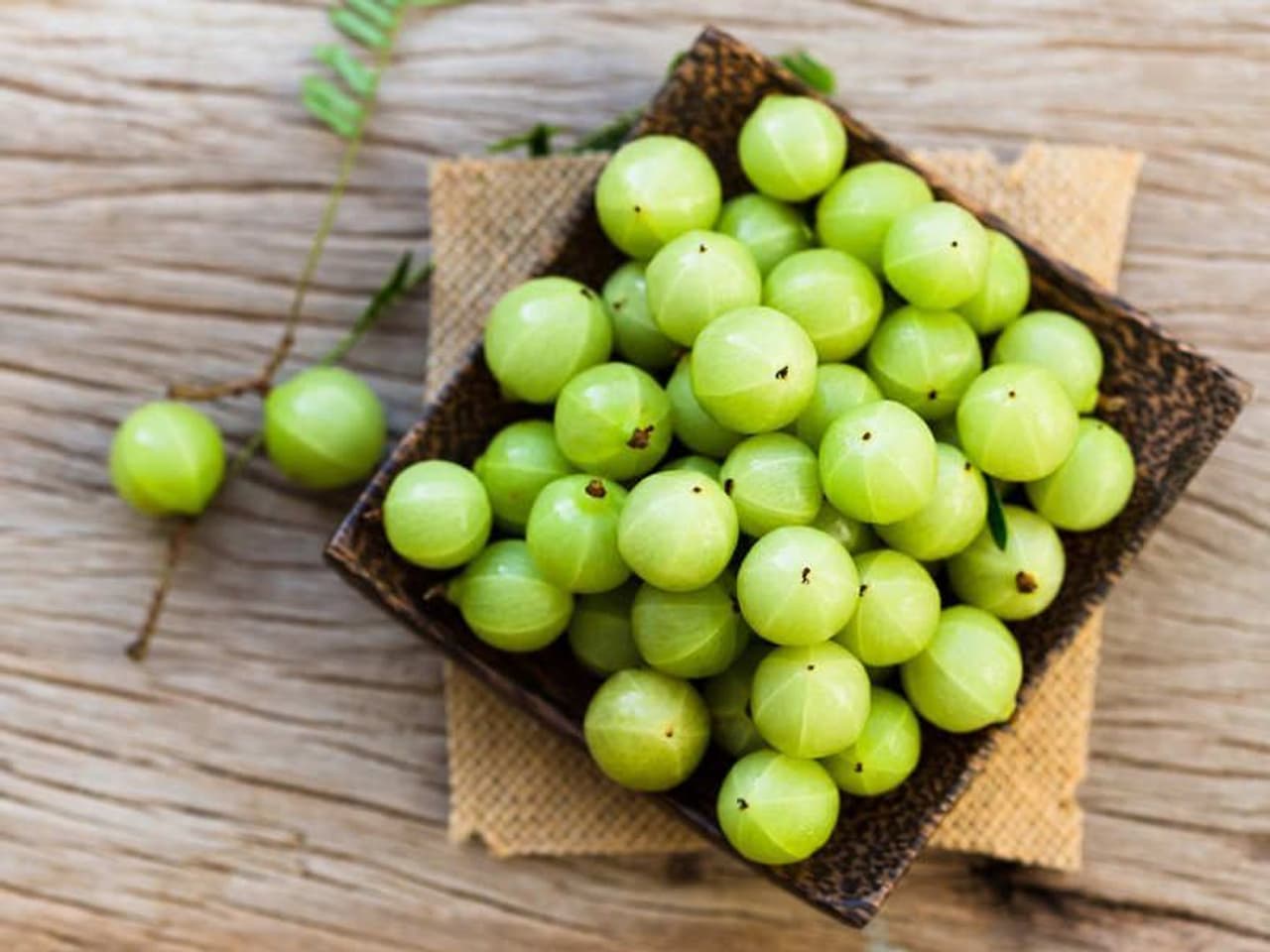 <p>Indian gooseberries (amlas) are loaded with Vitamin C, calcium, phosphorus, iron, carotene and Vitamin B complex. They're chock full of healthy antioxidants.</p>