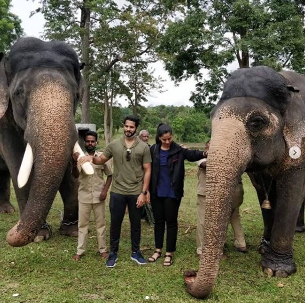 <p>&nbsp;ಗಜಪಡೆ ಜೊತೆ ಪೋಟೋಗೆ ಫೋಸ್ ಕೊಟ್ಟ ನಿಖಿಲ್ ಕುಮಾರಸ್ವಾಮಿ ಮತ್ತು ರೇವತಿ.</p>