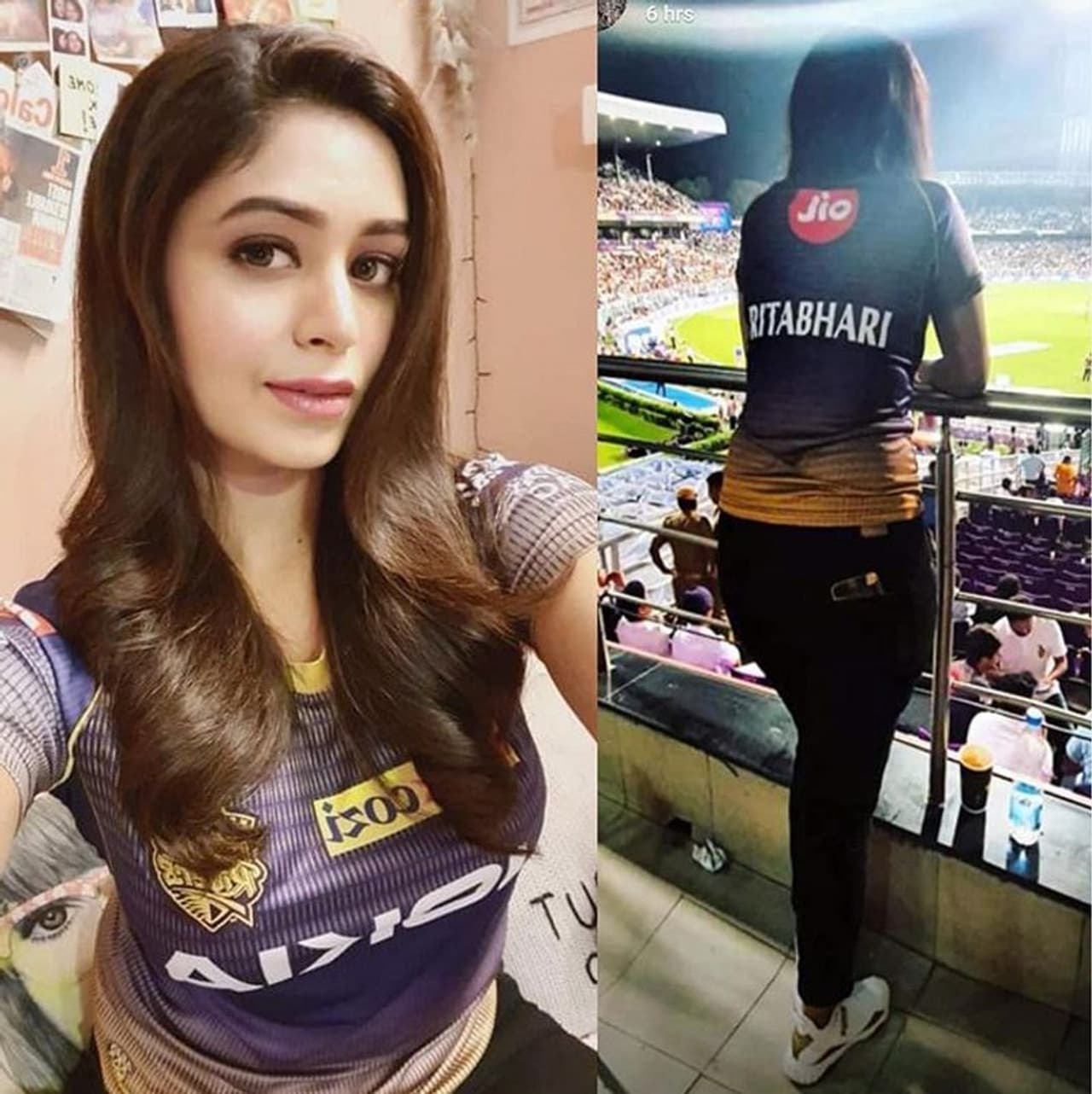 <p>Ritabhari supported KKR (Kolkata Knight Riders) from the beginning of IPL. She was seen standing in the gallery wearing a KKR jersey. Glamor is gradually increasing in IPL.</p> <p>Ritabhari supported KKR (Kolkata Knight Riders) from the beginning of IPL. She was seen standing in the gallery wearing a KKR jersey. Glamor is gradually increasing in IPL.</p>