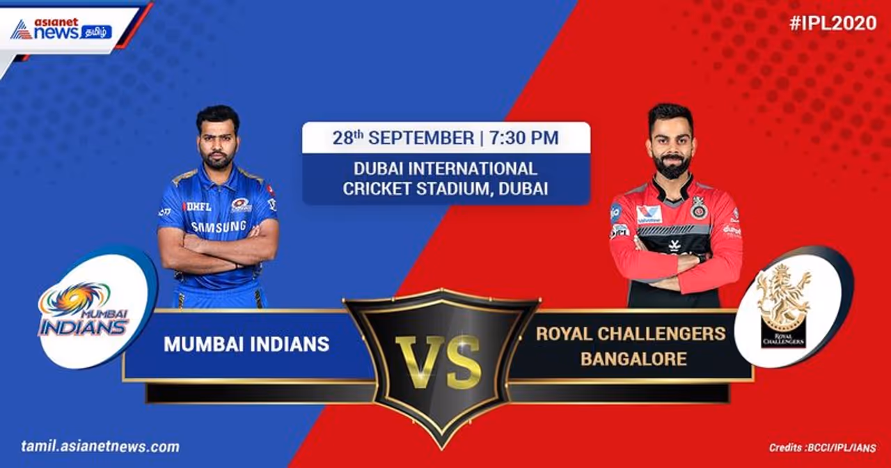 <p>ஐபிஎல் 13வது சீசன் ஐக்கிய அரபு அமீரகத்தில் விறுவிறுப்பாக நடந்துவருகிறது. துபாயில் நடக்கும் இன்றைய போட்டியில் ரோஹித் சர்மா தலைமையிலான மும்பை இந்தியன்ஸ் அணியும், விராட் கோலி தலைமையிலான ஆர்சிபி அணியும் மோதுகின்றன.<br /> </p> <p>ஐபிஎல் 13வது சீசன் ஐக்கிய அரபு அமீரகத்தில் விறுவிறுப்பாக நடந்துவருகிறது. துபாயில் நடக்கும் இன்றைய போட்டியில் ரோஹித் சர்மா தலைமையிலான மும்பை இந்தியன்ஸ் அணியும், விராட் கோலி தலைமையிலான ஆர்சிபி அணியும் மோதுகின்றன.<br /> </p>