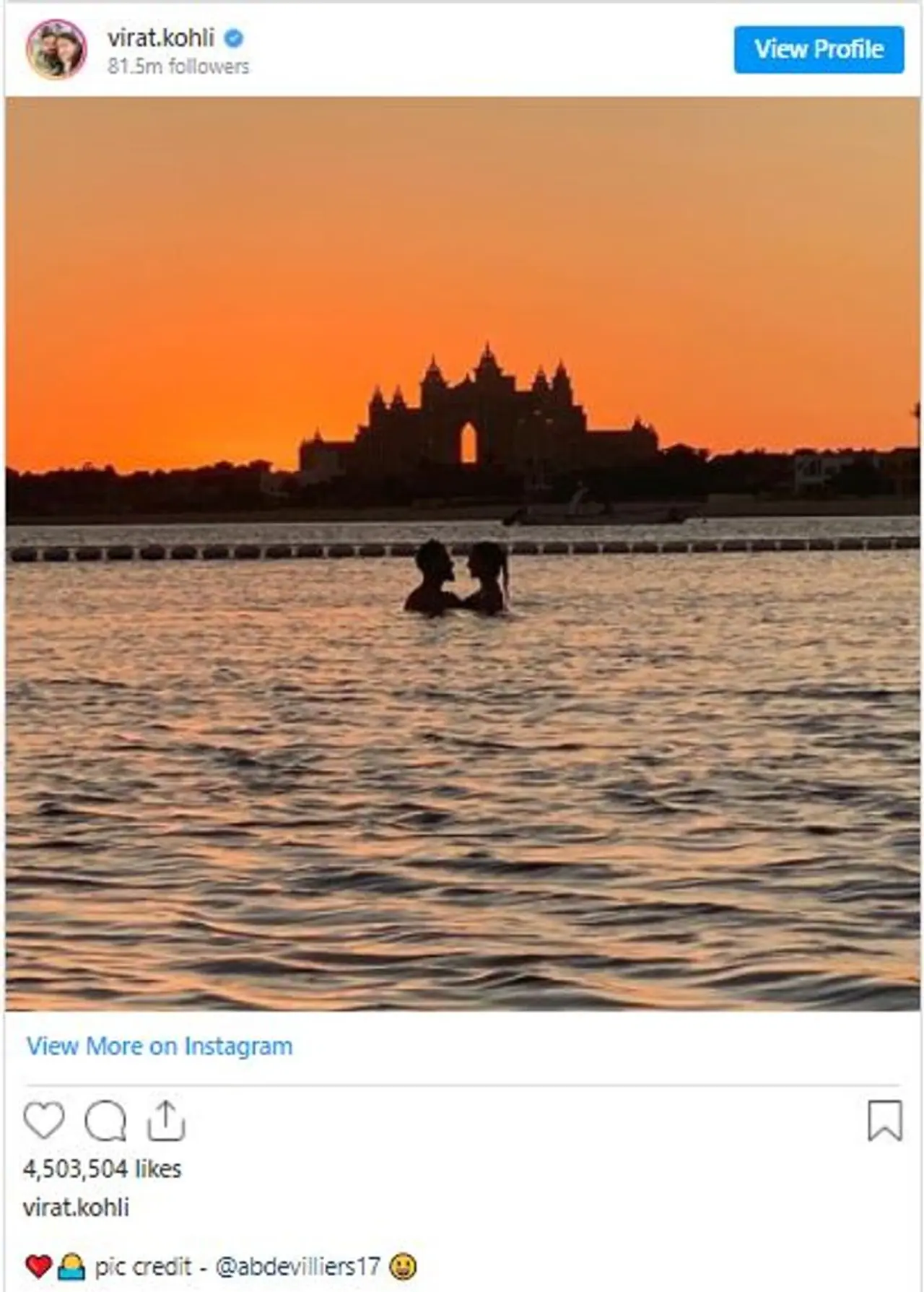 <p style="text align: justify;">Virat Kohli and Anushka Sharma, one of the most endeared couples, often take to their Instagram accounts to share pictures with each other. Both Kohli and Anushka are quite active on social media and keep the fans engaged as they regularly share their photographs. Recently, as the couple is in Dubai owing to Kohli’s IPL commitments, Virat Kohli shared an awe striking photo of the couple cherishing in the pool during the sunset in Dubai. The picture clicked in all serene nature, is no less than a magical painting showing a perfect blend of love and intimacy between Kohli and Anushka. </p> <p style="text align: justify;">Virat Kohli and Anushka Sharma, one of the most endeared couples, often take to their Instagram accounts to share pictures with each other. Both Kohli and Anushka are quite active on social media and keep the fans engaged as they regularly share their photographs. Recently, as the couple is in Dubai owing to Kohli’s IPL commitments, Virat Kohli shared an awe striking photo of the couple cherishing in the pool during the sunset in Dubai. The picture clicked in all serene nature, is no less than a magical painting showing a perfect blend of love and intimacy between Kohli and Anushka. </p>