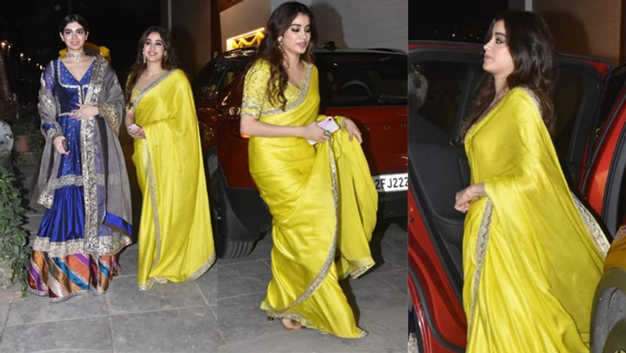 <p>ದೀಪಾವಳಿ ಪೂಜೆಯಲ್ಲಿ ಜಾನ್ವಿ ಕಪೂರ್‌ ಹಳದಿ ಬಣ್ಣದ ಸೀರೆಯಲ್ಲಿ ಕಾಣಿಸಿಕೊಂಡಿದ್ದಾರೆ. ಸೀರೆ ಸೀಲ್ವರ್‌ ಬಣ್ಣದ &nbsp;ಬ್ರೊಕೇಡ್ ಬಾರ್ಡರ್‌ ಹೊಂದಿದೆ. ಸೀರೆಗೆ ಮ್ಯಾಚ್‌ ಆಗುವ ಕಿವಿಯೋಲೆಗಳನ್ನು ಧರಿಸಿದ್ದ ಜಾನ್ವಿ ಓಪನ್‌ ಹೇರ್‌ ಬಿಟ್ಟು ಕೈಯಲ್ಲಿ ಮೊಬೈಲ್ ಹಿಡಿದಿದ್ದರು.&nbsp;</p>