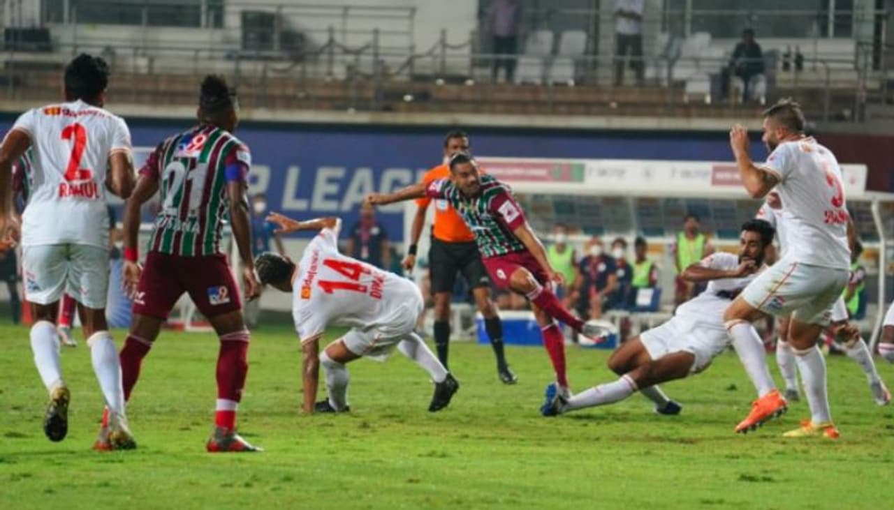 <p>There seemed to be no stopping for ATK Mohun Bagan, as it continued its glorious run in the 2020 21 Indian Super League (ISL), with a 2 0 win over NorthEast United FC, at the Fatorda Stadium in Bengaluru, on Sunday. The success allowed ATKMB to reclaim the top spot, while NEU stayed at sixth.</p> <p>There seemed to be no stopping for ATK Mohun Bagan, as it continued its glorious run in the 2020 21 Indian Super League (ISL), with a 2 0 win over NorthEast United FC, at the Fatorda Stadium in Bengaluru, on Sunday. The success allowed ATKMB to reclaim the top spot, while NEU stayed at sixth.</p>