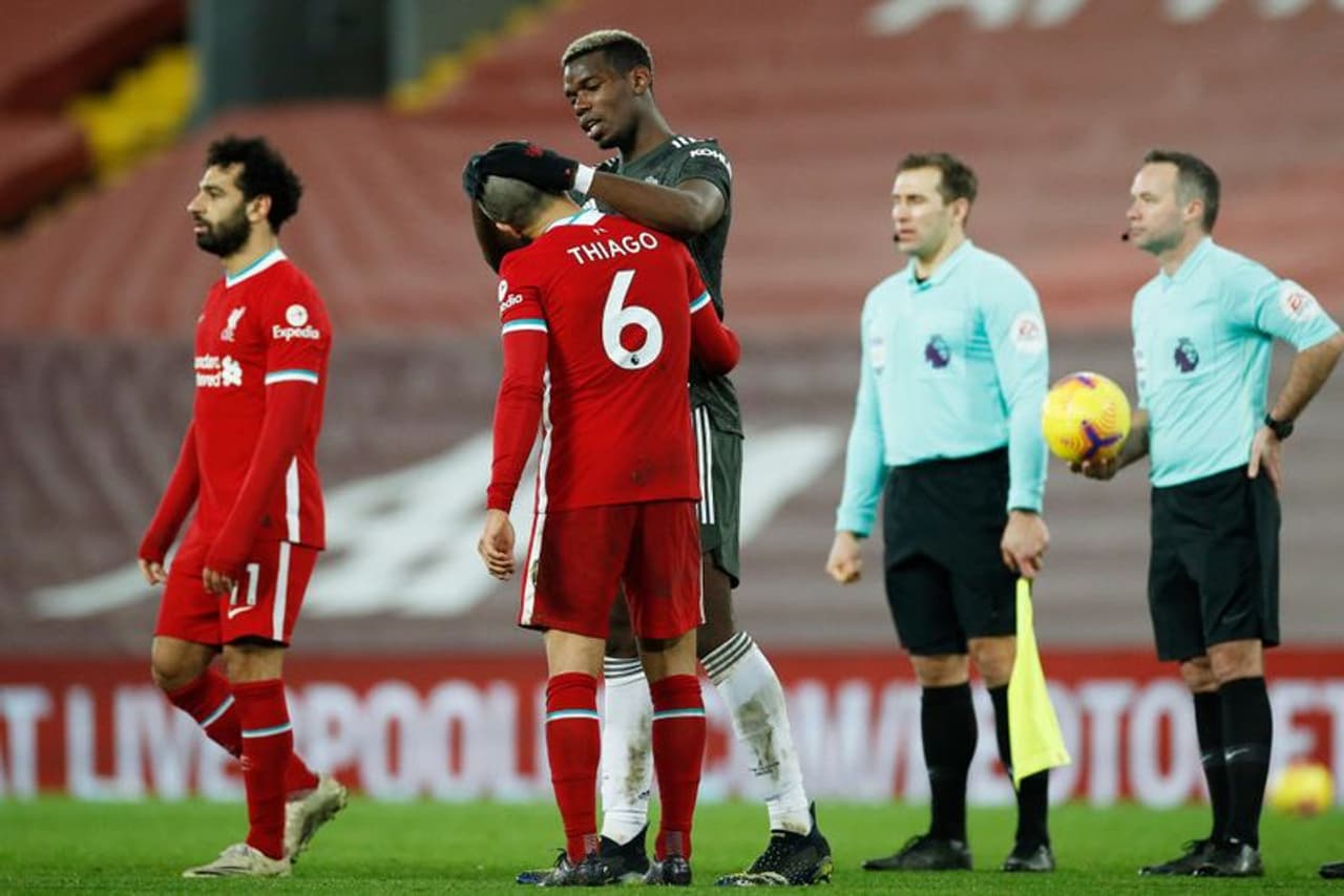 <p>English Premier League giants and arch rivals Liverpool and Manchester United engaged in a fierce encounter, but settled goalless at Anfield on Sunday. With this draw, United maintained its top position, for now, while Liverpool has dropped to the fourth place.</p> <p>English Premier League giants and arch rivals Liverpool and Manchester United engaged in a fierce encounter, but settled goalless at Anfield on Sunday. With this draw, United maintained its top position, for now, while Liverpool has dropped to the fourth place.</p>