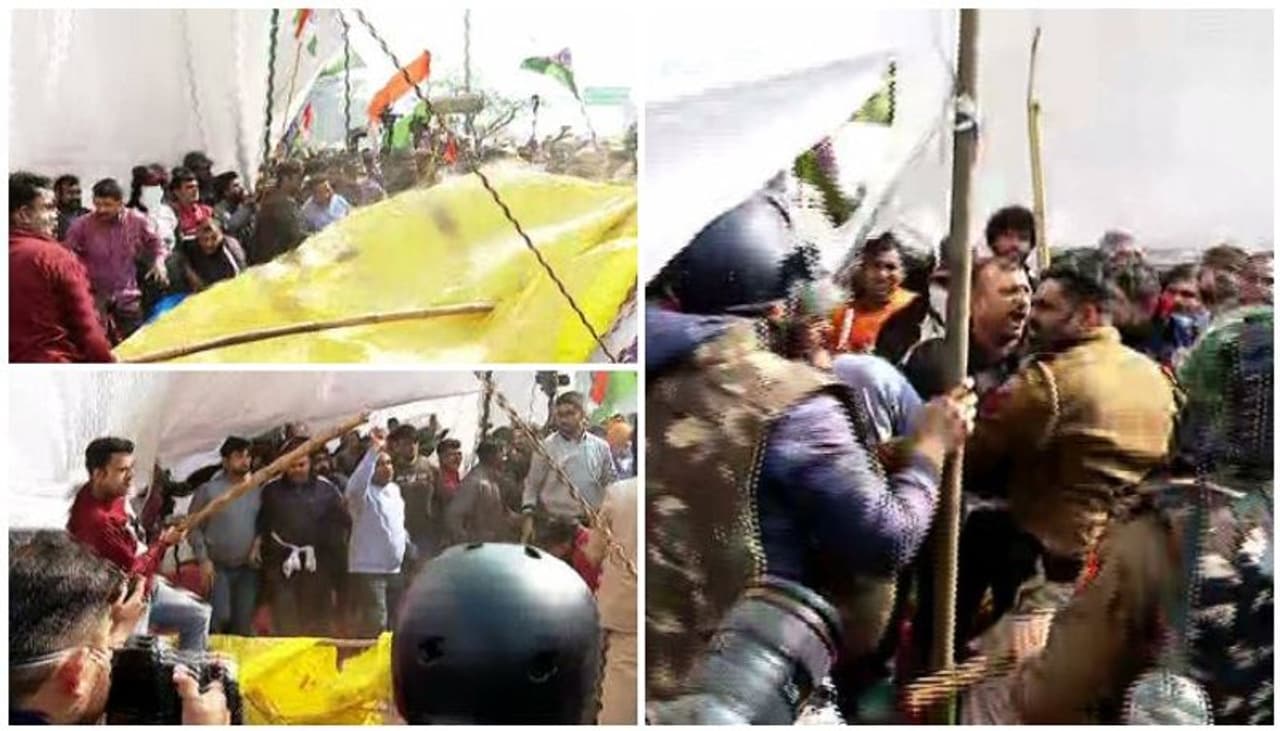 <p>ದೆಹಲಿ ಗಡಿ ಭಾಗದಲ್ಲಿ ರೈತರು ಪ್ರತಿಭಟನೆಯನ್ನು ತೀವ್ರಗೊಳಿಸಿದ್ದಾರೆ. ಇದೀ ಸಿಂಘು, ಗಾಝಿಪುರ್ ಸೇರಿದಂತೆ ಟಿಕ್ರಿ ಗಡಿಗಳಲ್ಲಿ ರೈತರ ಪ್ರತಿಭಟನೆ ಹಿಂಸಾ ರೂಪ ಪಡೆದಿದೆ.</p>