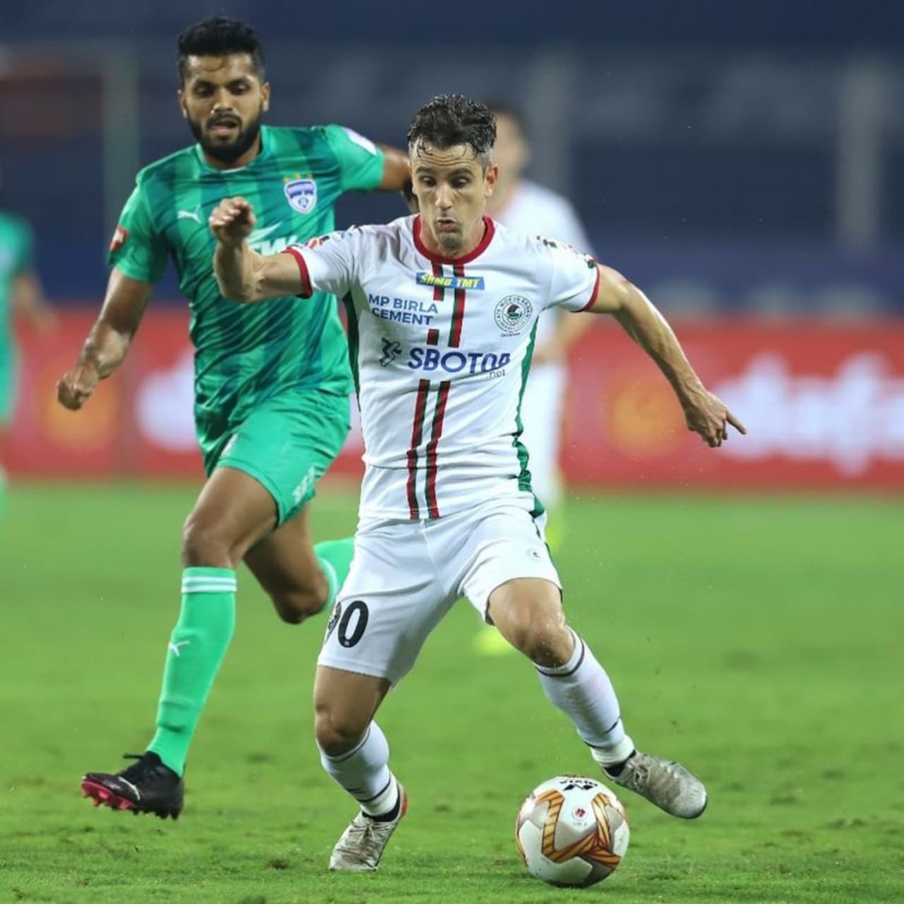 <p>Indian Super League giant, ATK Mohun Bagan continue to play with all intensity, as it has implicitly sealed its playoffs berth, following a 2 0 win over former champion, Bengaluru FC. The match saw the goals coming from Roy Krishna and Marcelinho Pereira.</p> <p>Indian Super League giant, ATK Mohun Bagan continue to play with all intensity, as it has implicitly sealed its playoffs berth, following a 2 0 win over former champion, Bengaluru FC. The match saw the goals coming from Roy Krishna and Marcelinho Pereira.</p>